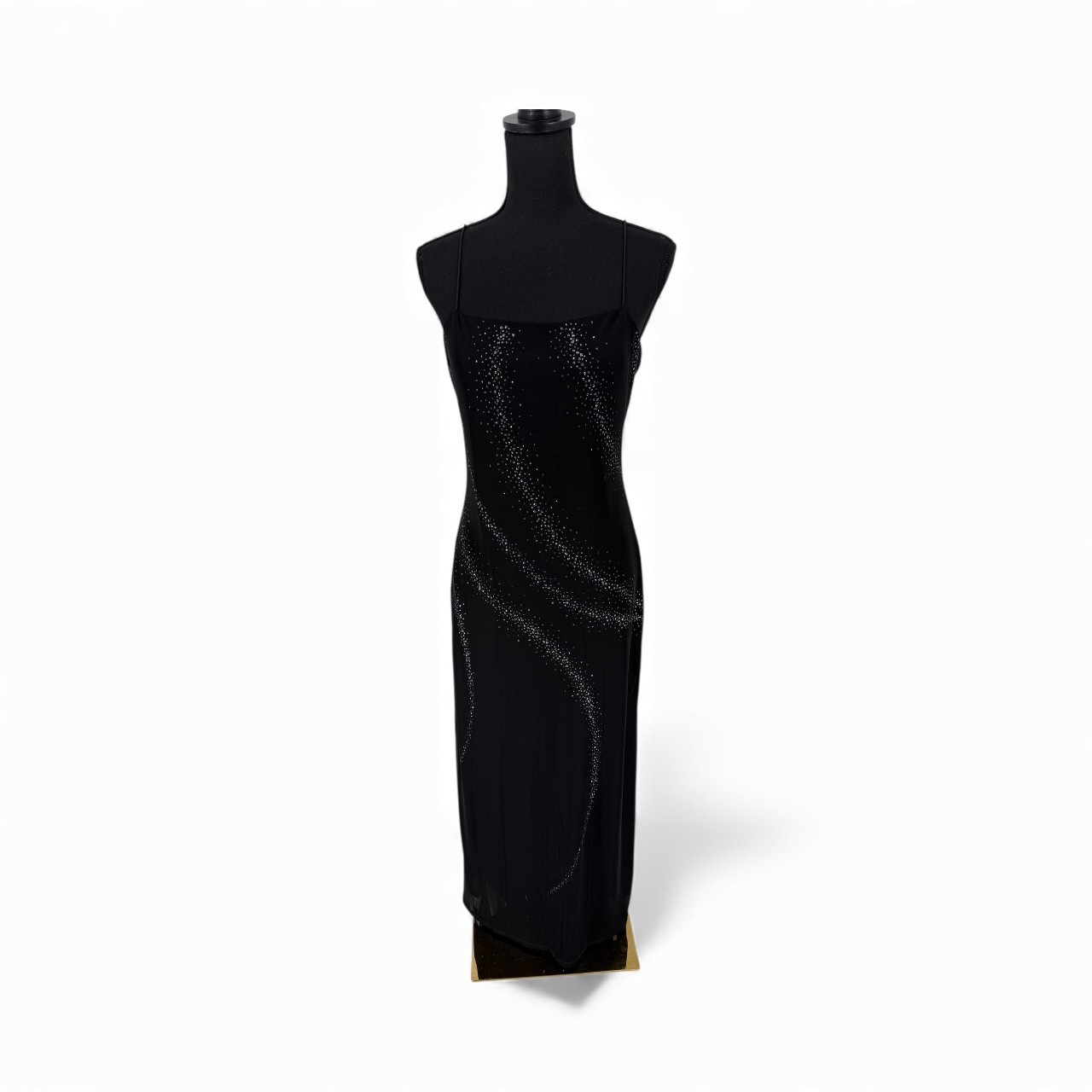 Vintage 90&rsquo;s Y2K Byer Too Black Mesh Glitter Whimsigoth Grunge Formal Maxi Dress