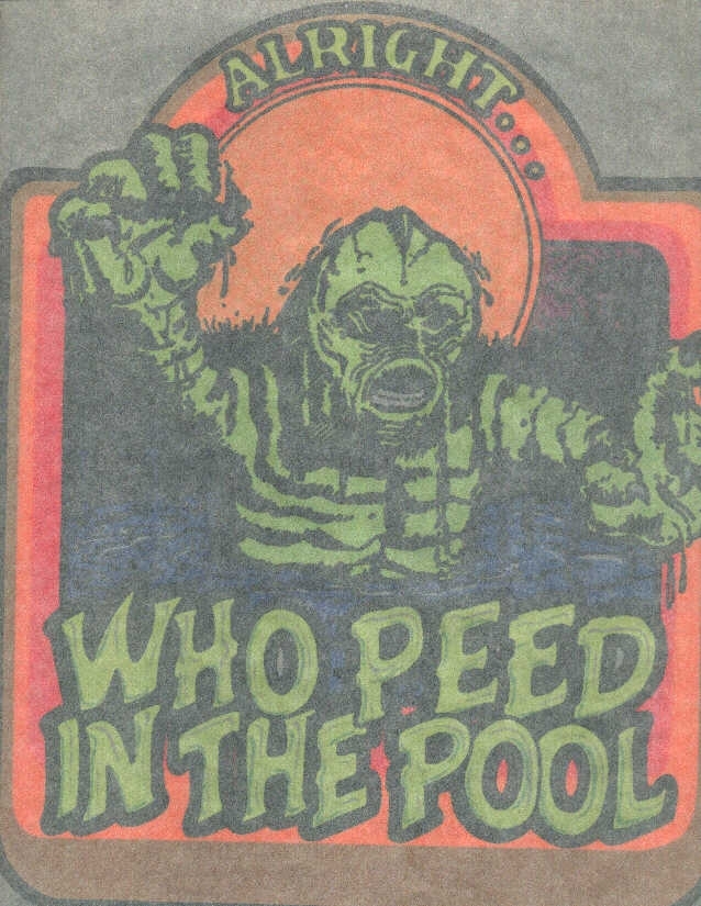 50 WHO PEED IN THE POOL VINTAGE iron on t shirt transfers 70s full size NOS