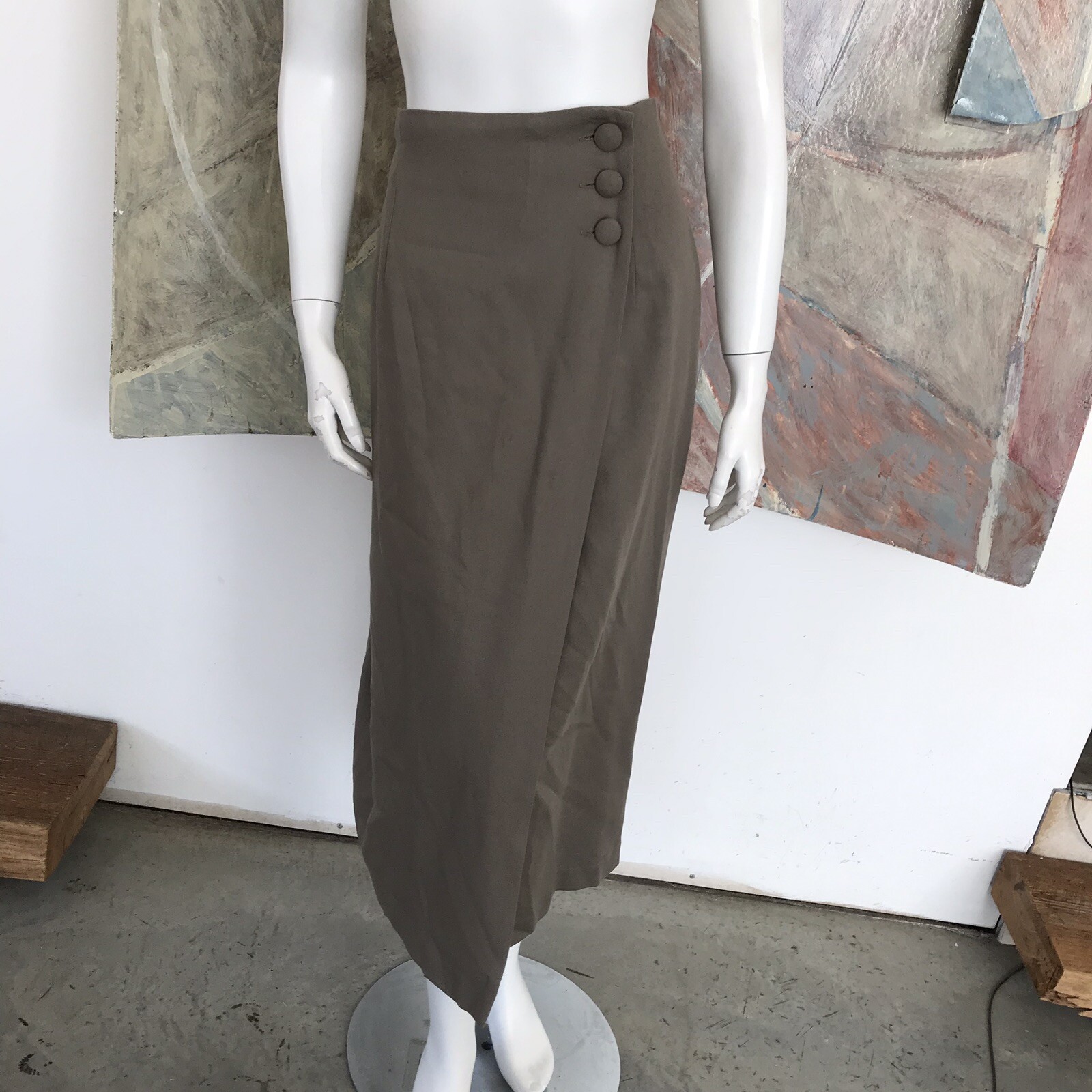Vintage Express Beige Wool Blend High Waisted Maxi Skirt Age 13/14 / 13 / 14