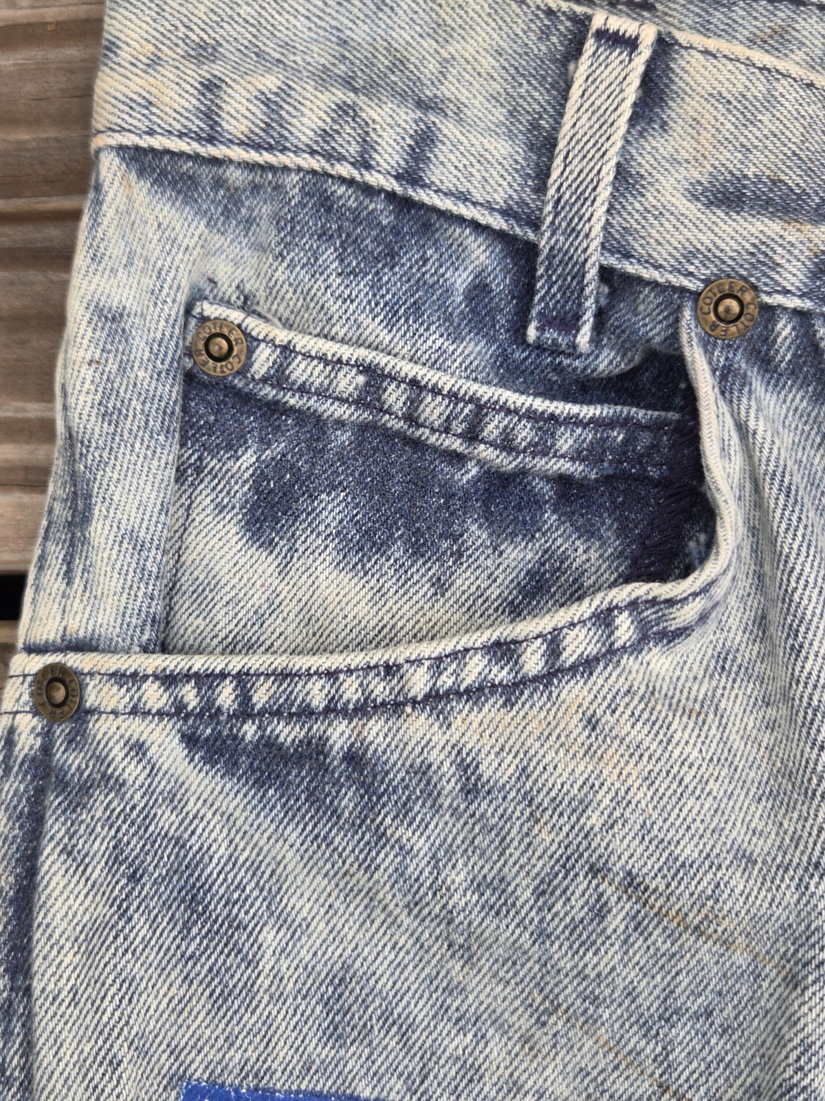 🐲Vintage Acid Wash Patchwork Jeans Womens 80s Dragon Biker Distressed Denim🐲