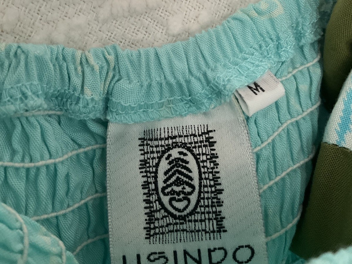 80s Vintage Artisan Sundress By Usindo, Indonesia, M, Green/Blue, Sequin Details