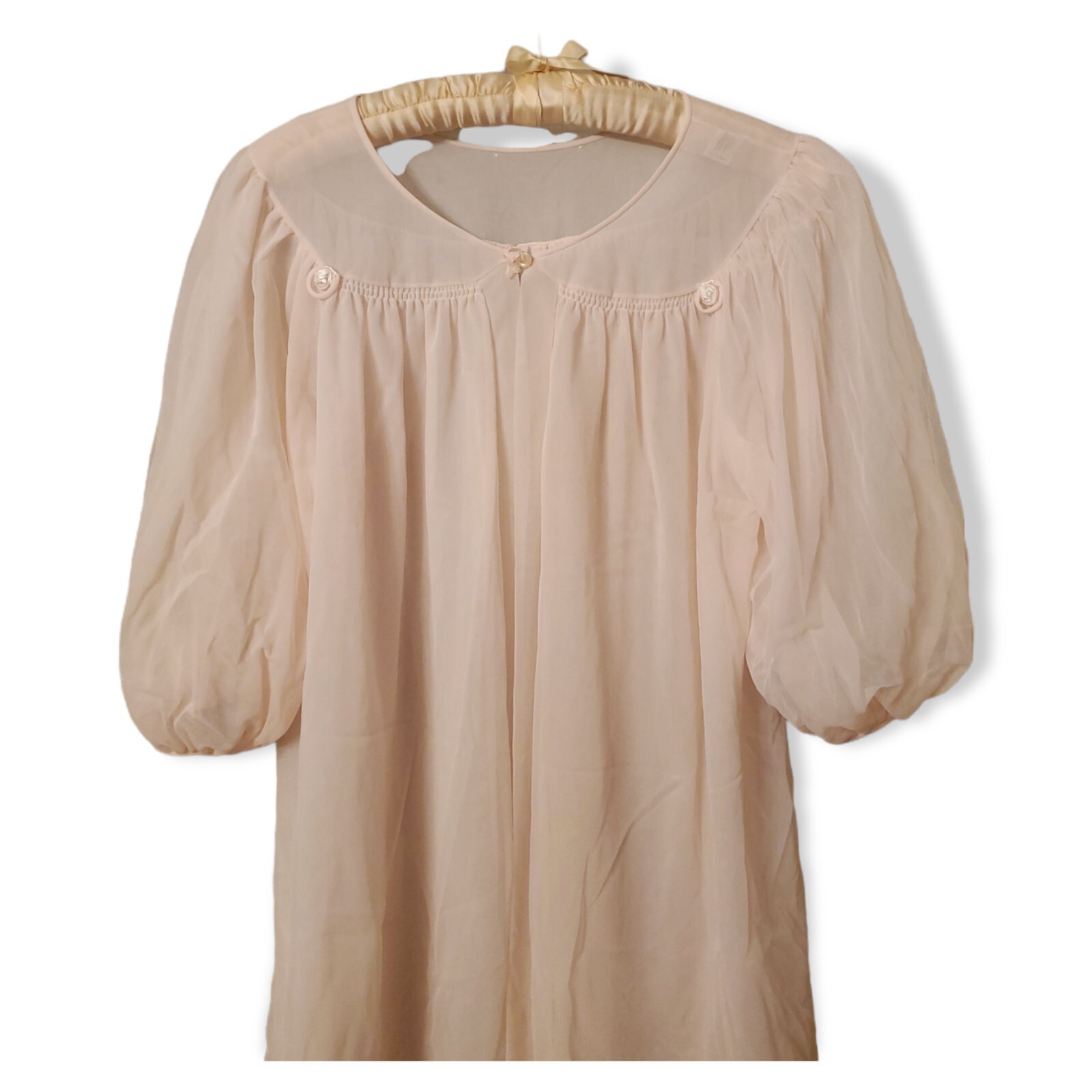 Vintage Val Mode Chiffon Full Flowy Nightgown Negligee Peignoir & Robe Set M/L