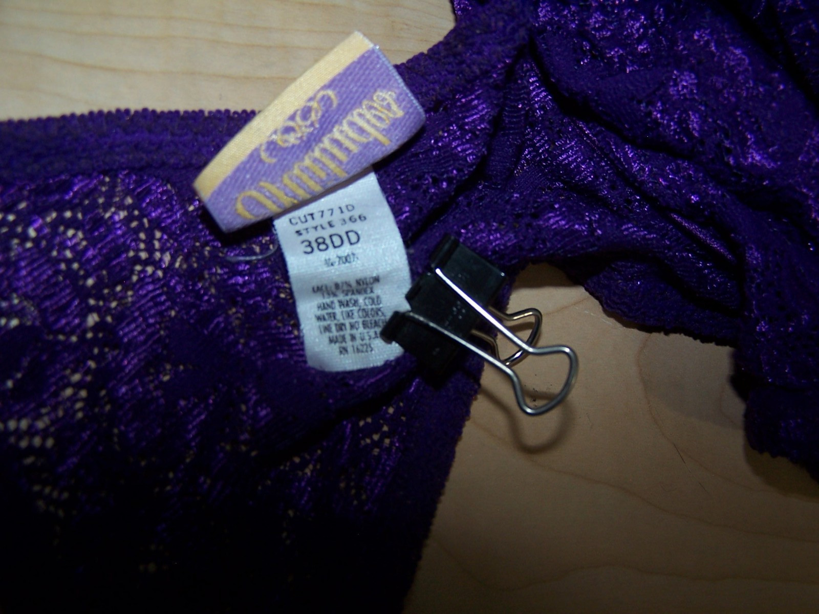 Vtg Intimate Attitudes Grape Jelly Purple Lace Underwire Bra Size 38DD