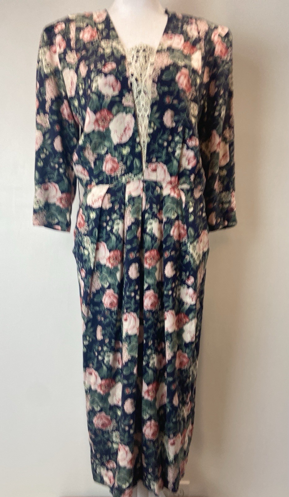 Vintage 1980s Karin Stevens Floral Cottagecore Prairie Dress Size 8