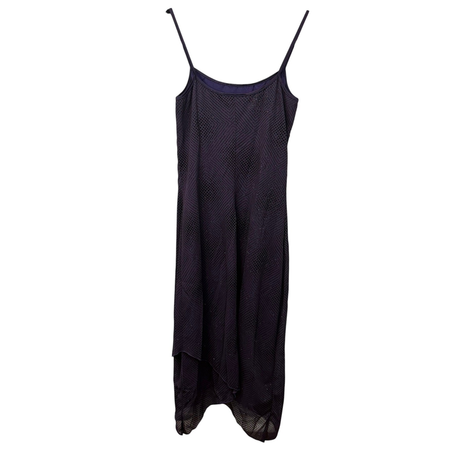 Vintage Byer Too Womens Midi Dress Purple Glitter Handkerchief Y2K Whimsigoth M