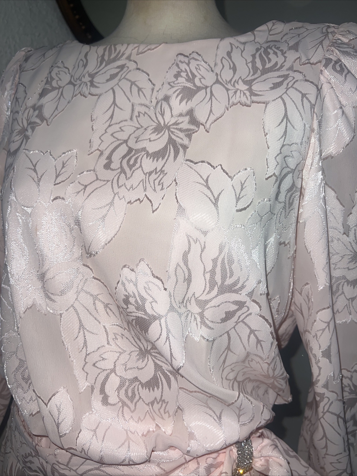 VTG DYNSTY STYLE PINK  FLORAL MAXI DRAPE BACK 8 Tall
