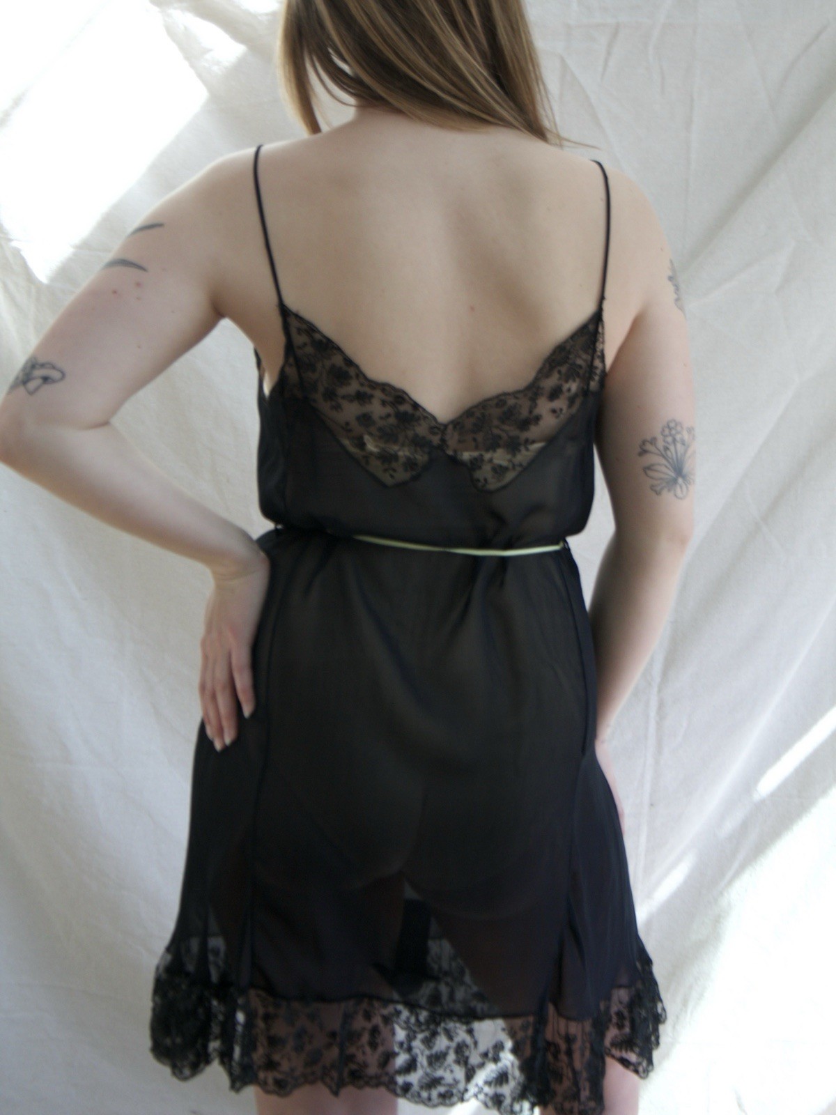 Antique 1920s Step In Romper Chiffon Chantilly Lace Silk Ribbon Flapper