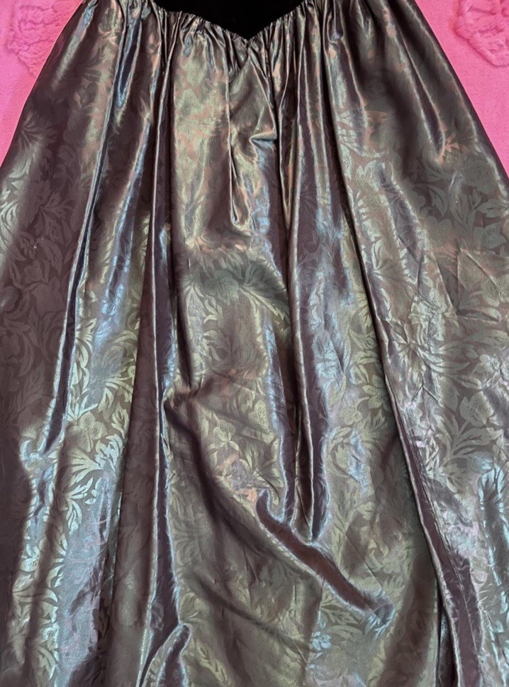 Vintage 1980s Laura Ashley Velvet & Brocade Evening Cocktail Dress Puff Sleeve