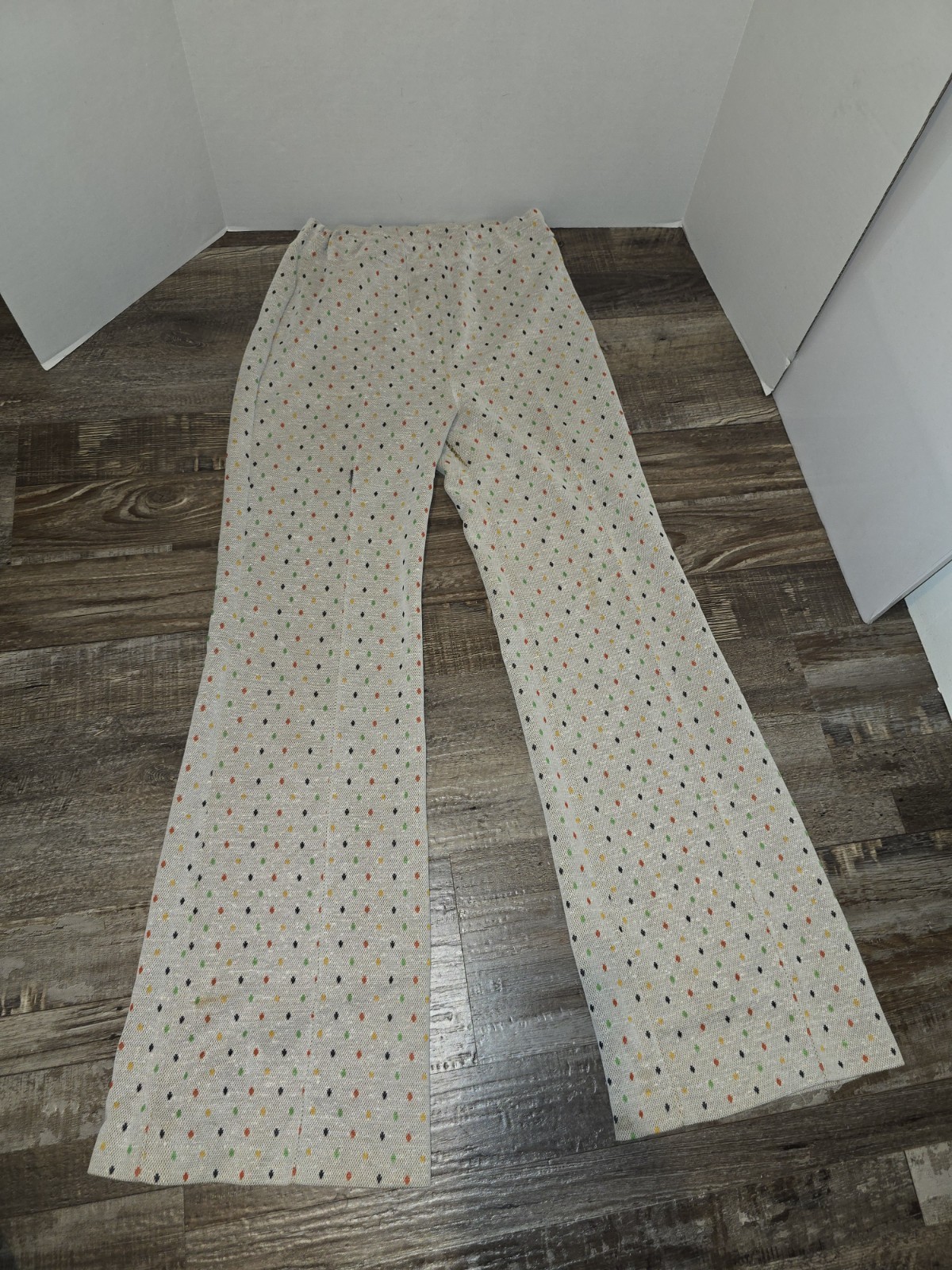 VTG 70s Lady Wrangler Sportswear Polka Dot Hippie Wide Leg Pants #61