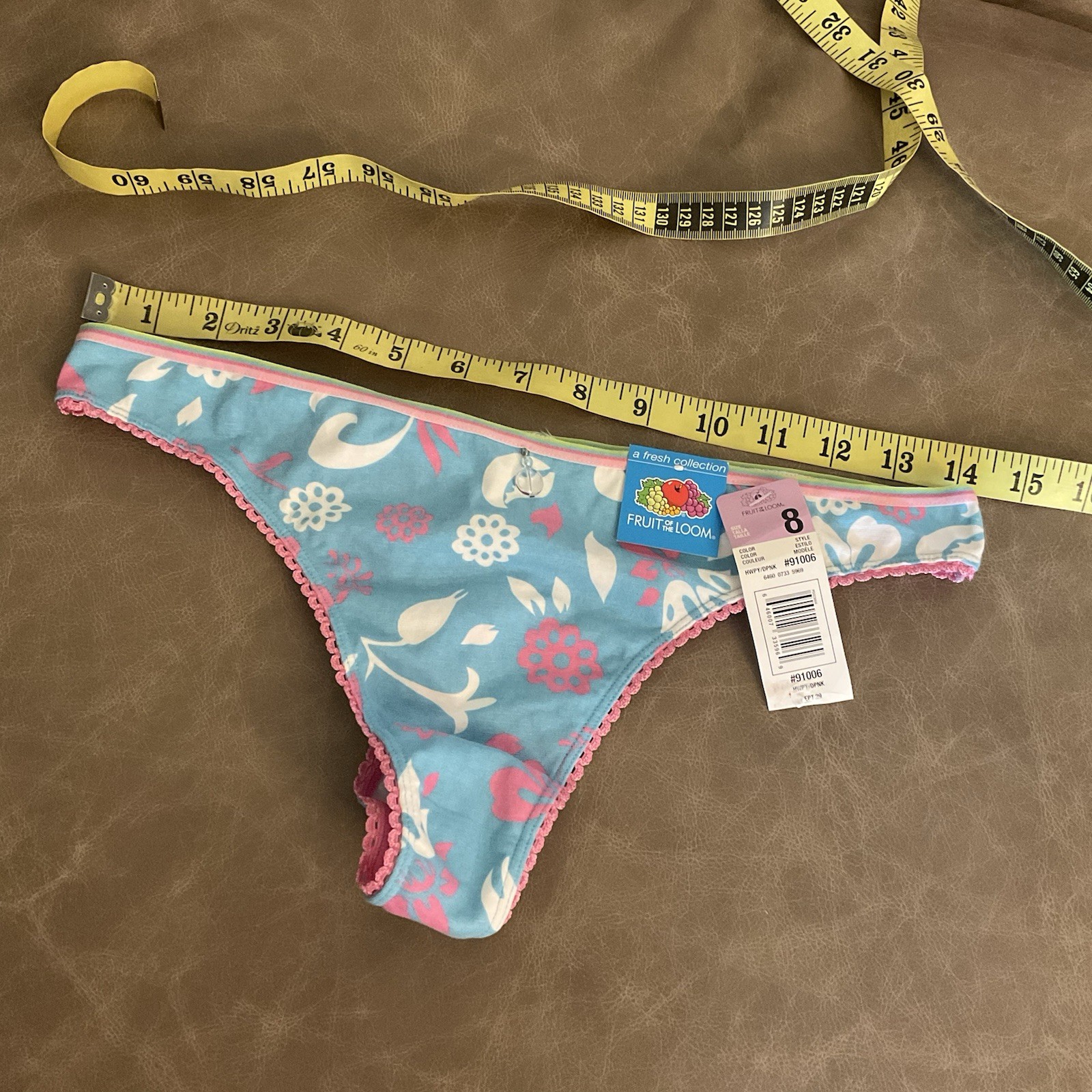 Vintage 2005 Y2K Fruit Of The Loom Thong Panties 8 NWT Floral