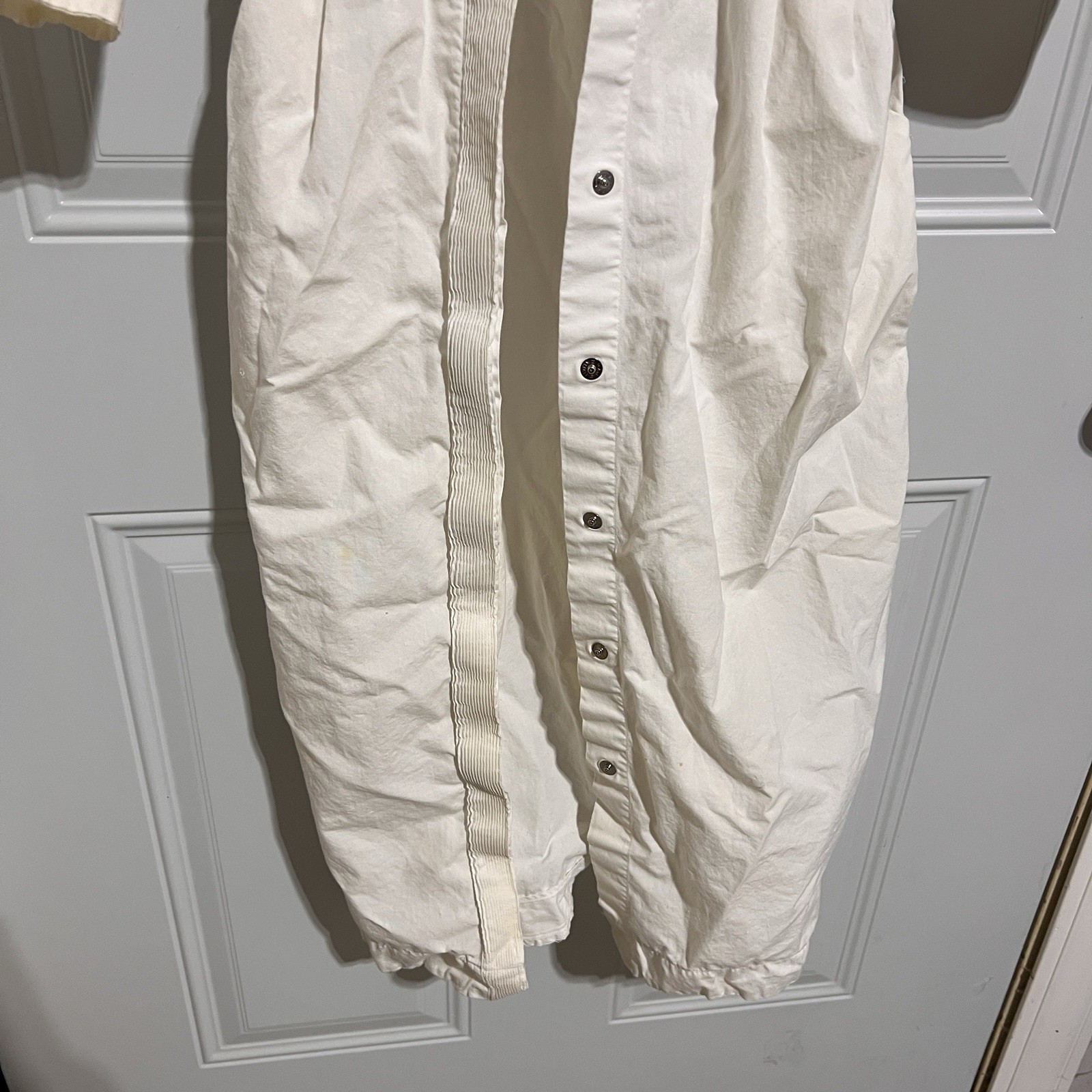 Nurse Uniform White Button Snap Front Dress Thin Vtg 1960s Medium Small *SPOTS*
