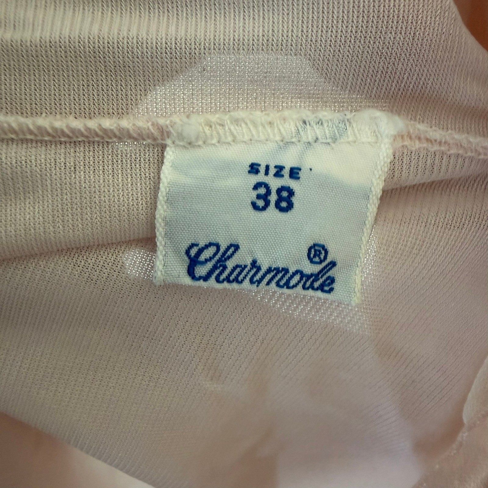 Charmode Nightgown Women 38 Pink Vintage Floral Embroidered Ruffle Sheer Sears
