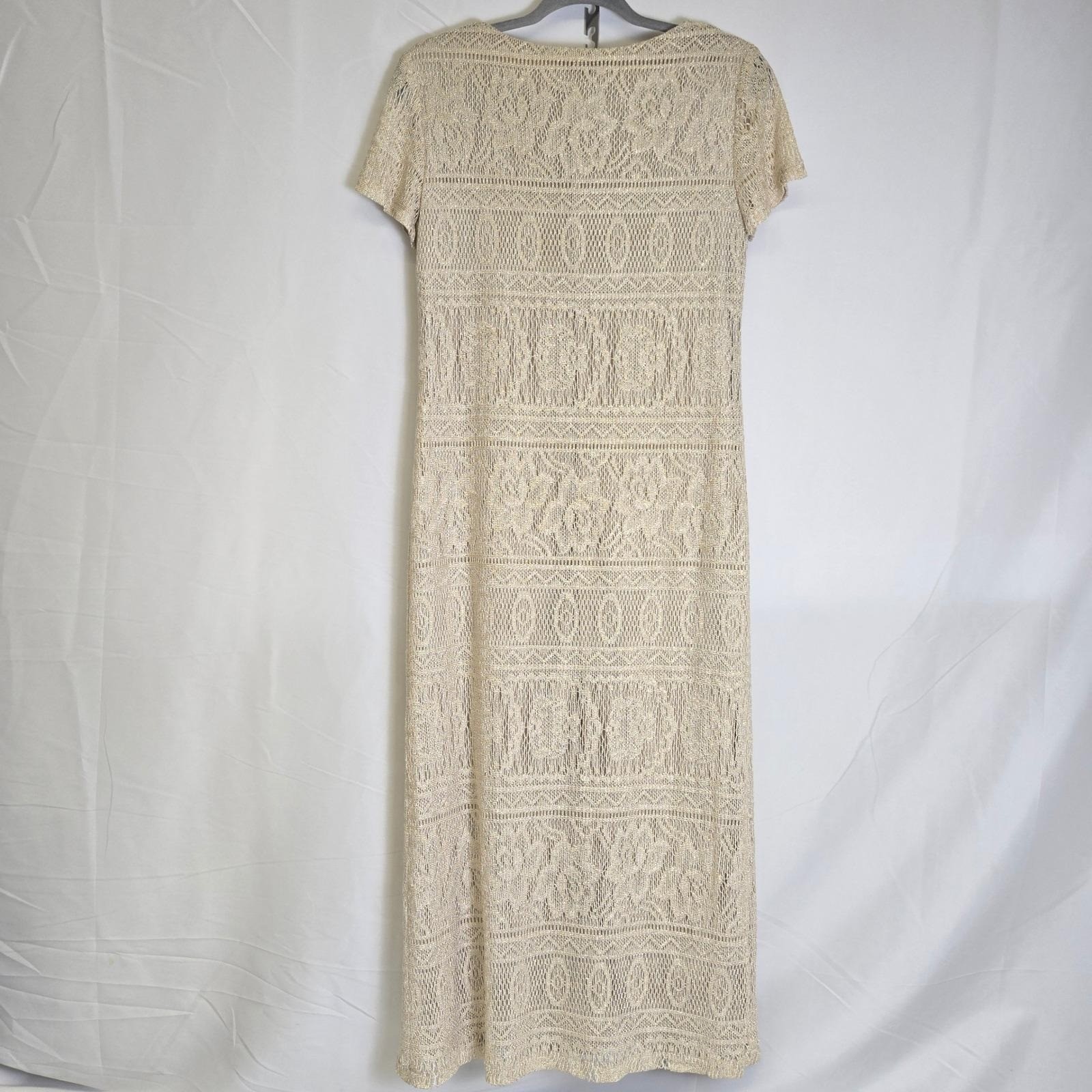 Giorgio Sant&rsquo; Angelo Lace Shift Maxi Dress, Cream/Gold Shimmer, Size 5/6, Vtg