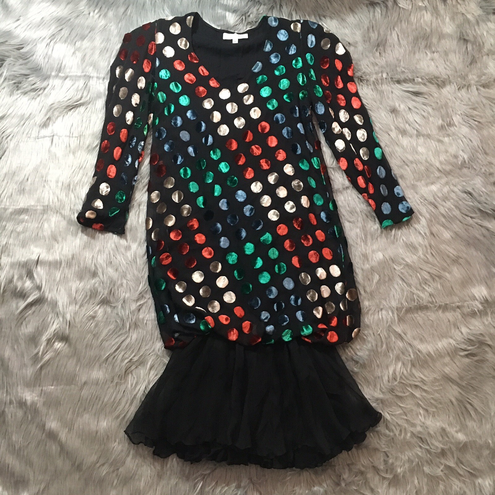 VTG Judy Hornby Couture 80s Party Sz 6 Metallic NYE Polka Dots New Years Eve