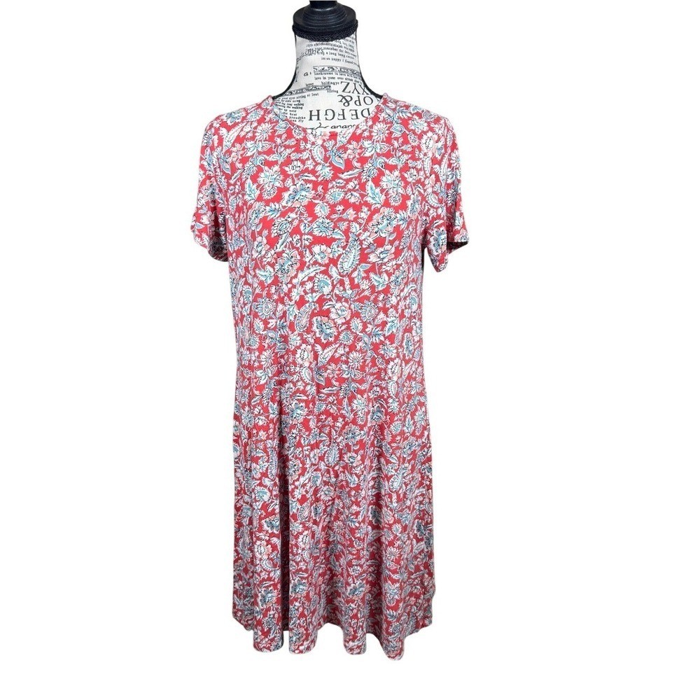 Old Navy Red Floral Midi Swing Dress
