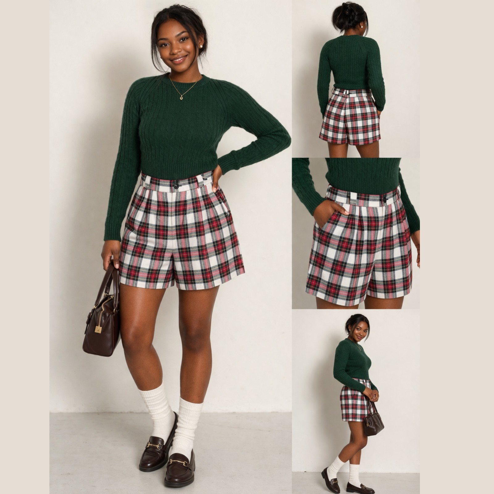 Vintage Giorgio Sant’Angelo Tartan Plaid Wool Pleated Women&rsquo;s Shorts Size 10