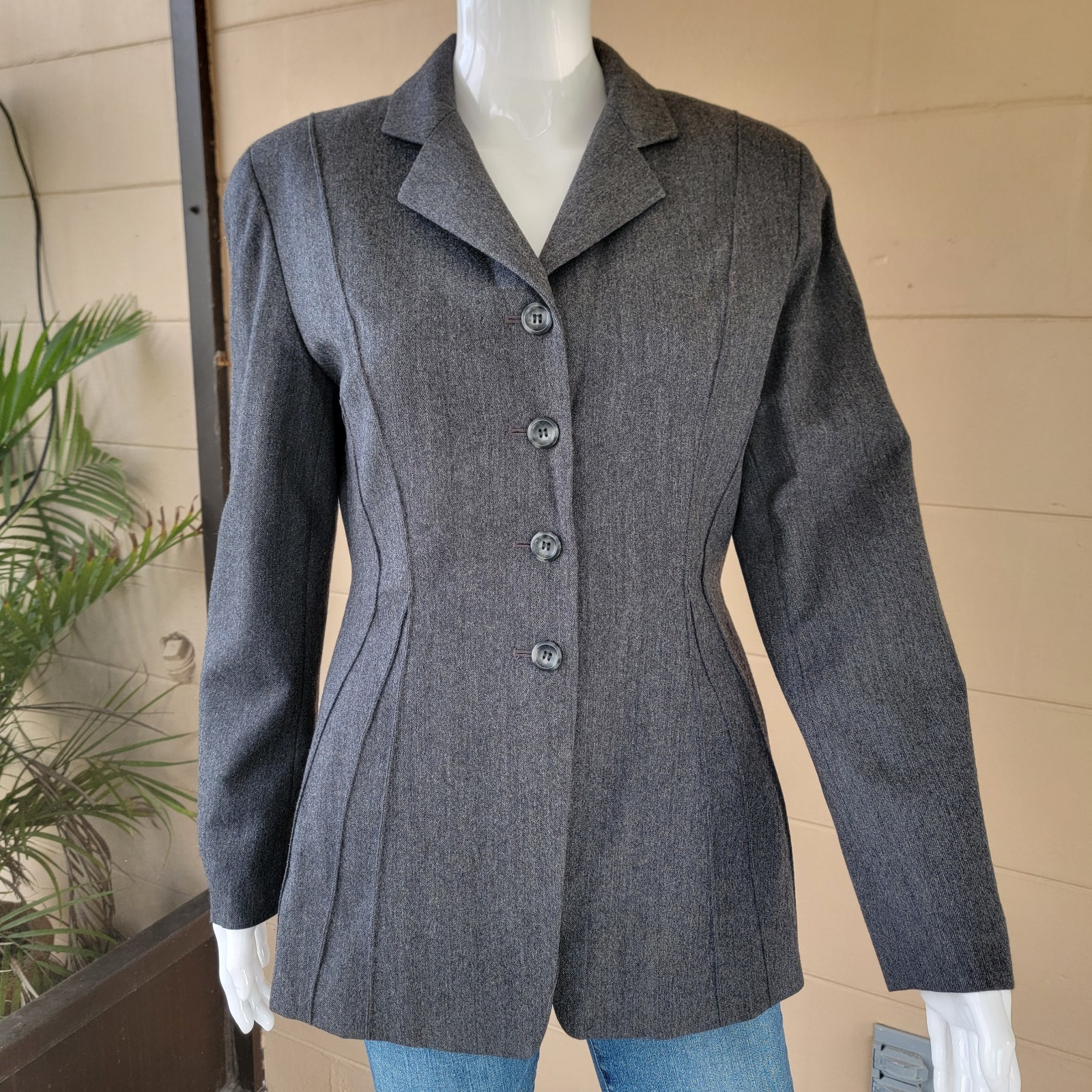 Vintage 90 Single Breasted Blazer Emanuel Ungaro Grey Tailored Women Size S 6/40