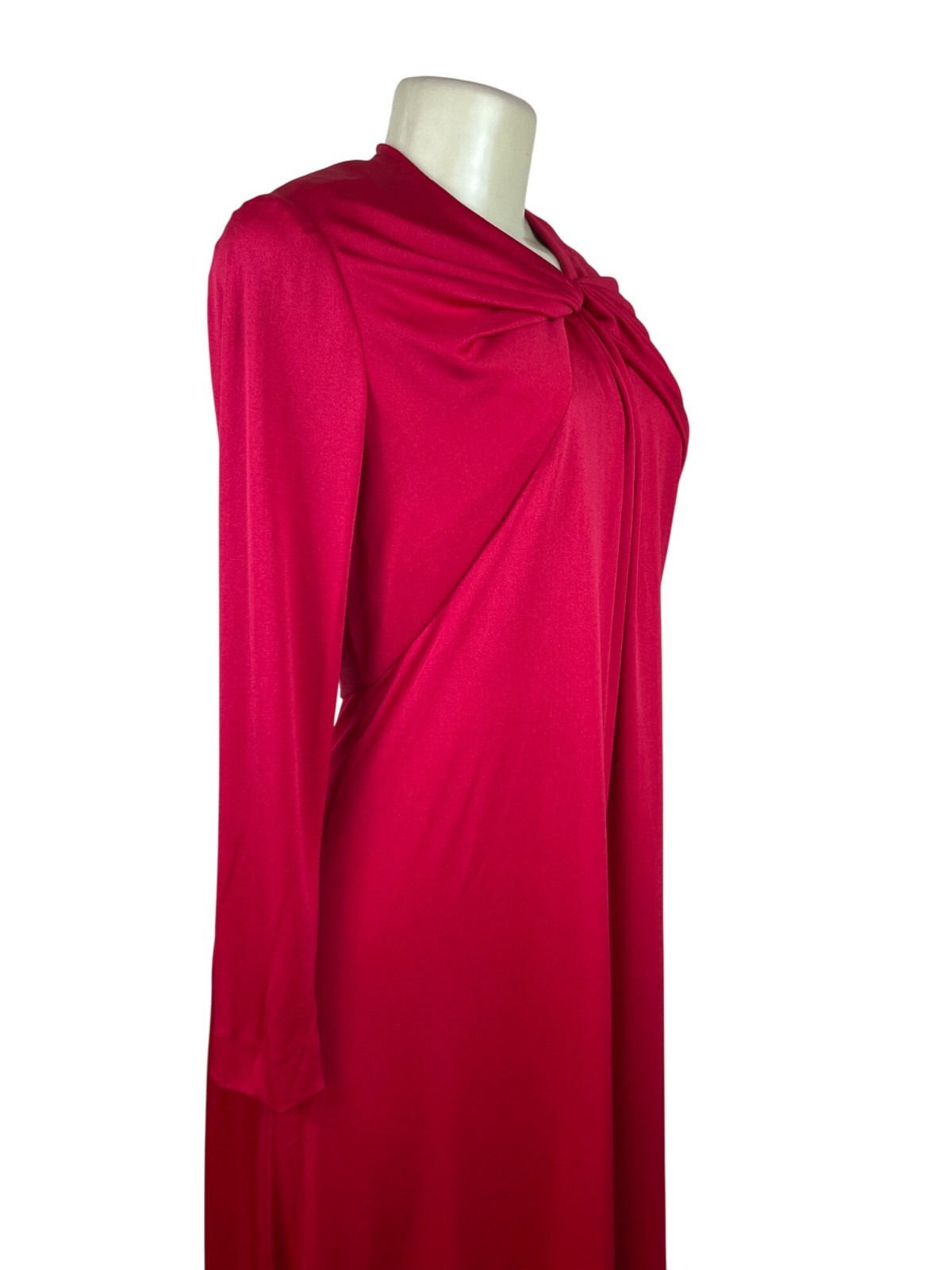 Vintage Leo Narducci Long Sleeve Red Maxi Dress With Knotted Front Detail