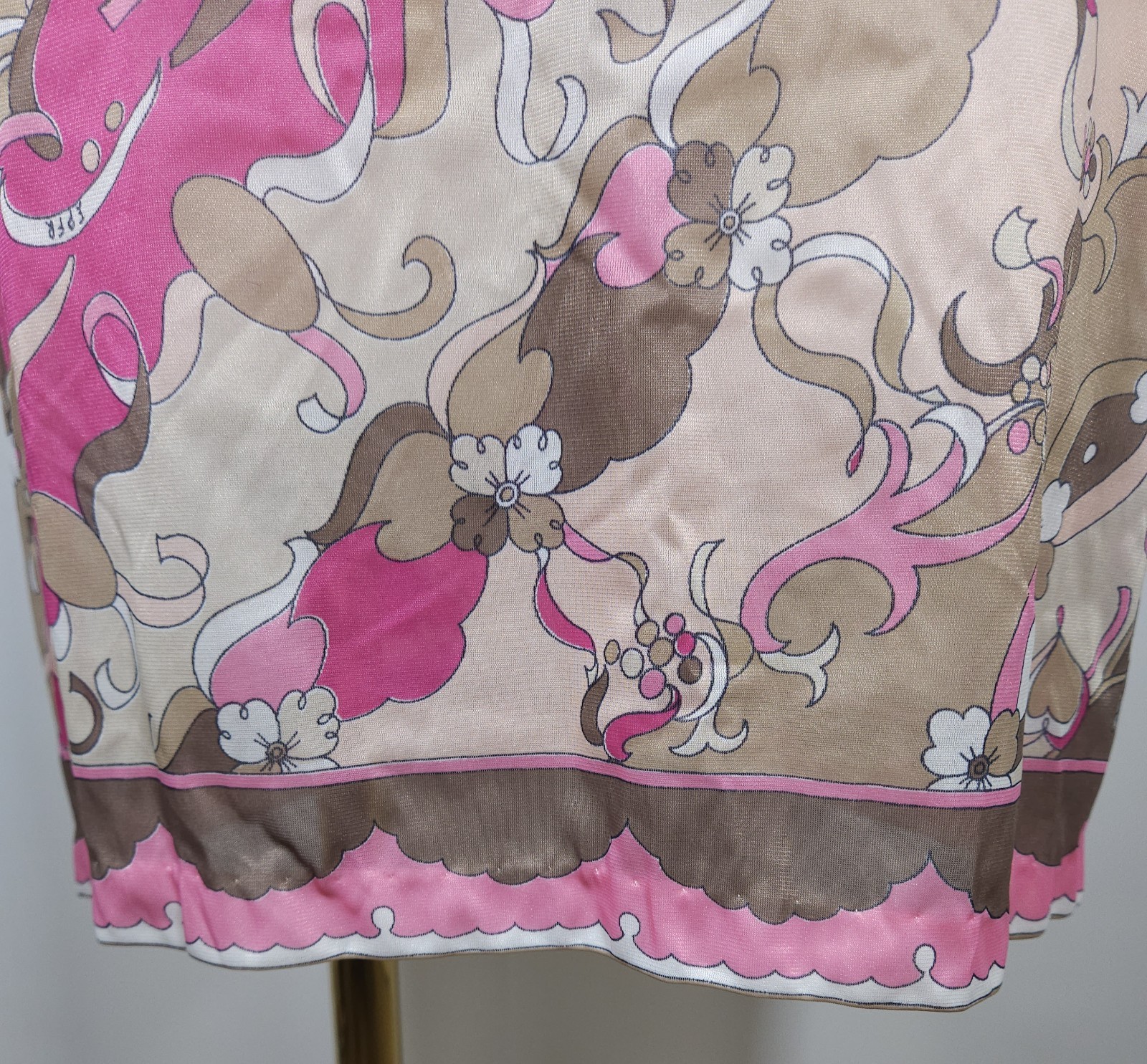 Vintage Emilio Pucci Nylon Mini Dress Form Fit Rogers Pink Tan Women&rsquo;s Size 34