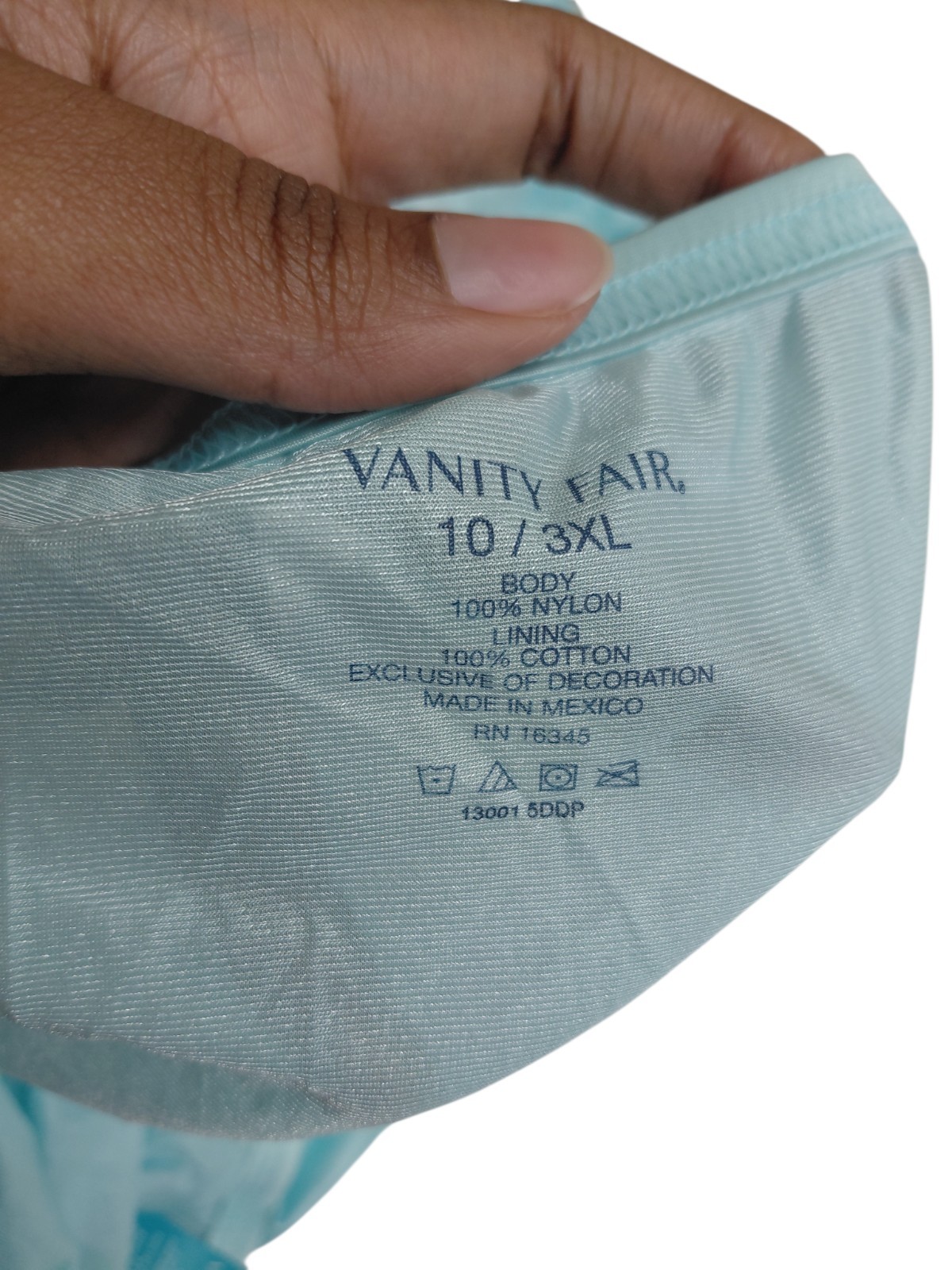 Vintage Light Blue Vanity Fair Granny Brief Size 10/3XL With Lace