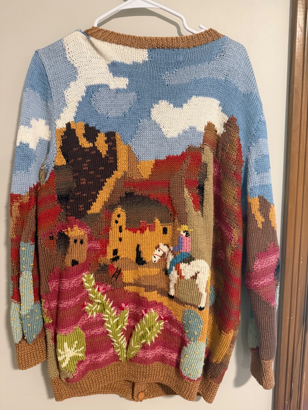 Vintage Berek 1992 Western Theme Cardigan sweater hand knitted by Marta D