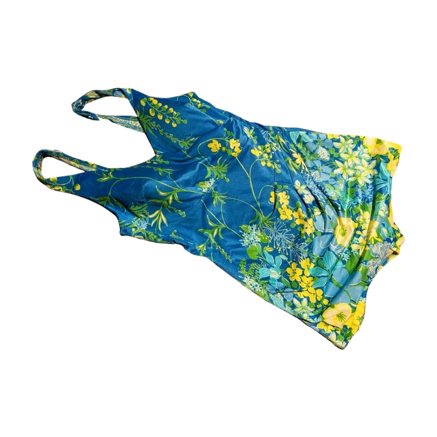 Vtg 60s 70s Roxanne Perfection Fit Bathing Swim Suit 16/ 38 B Union Tag Blue