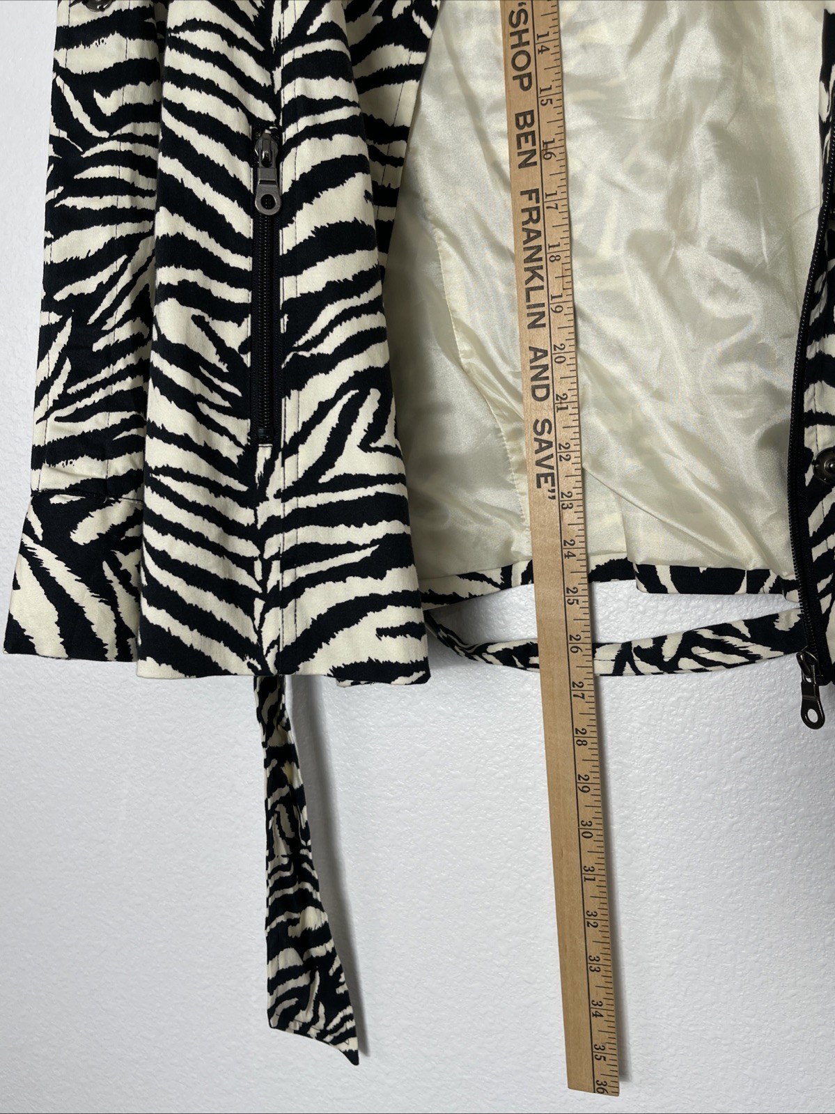 Vintage Puli Zebra Print Belted Utility Jacket Womens LG Y2K Indie Sleaze Cotton