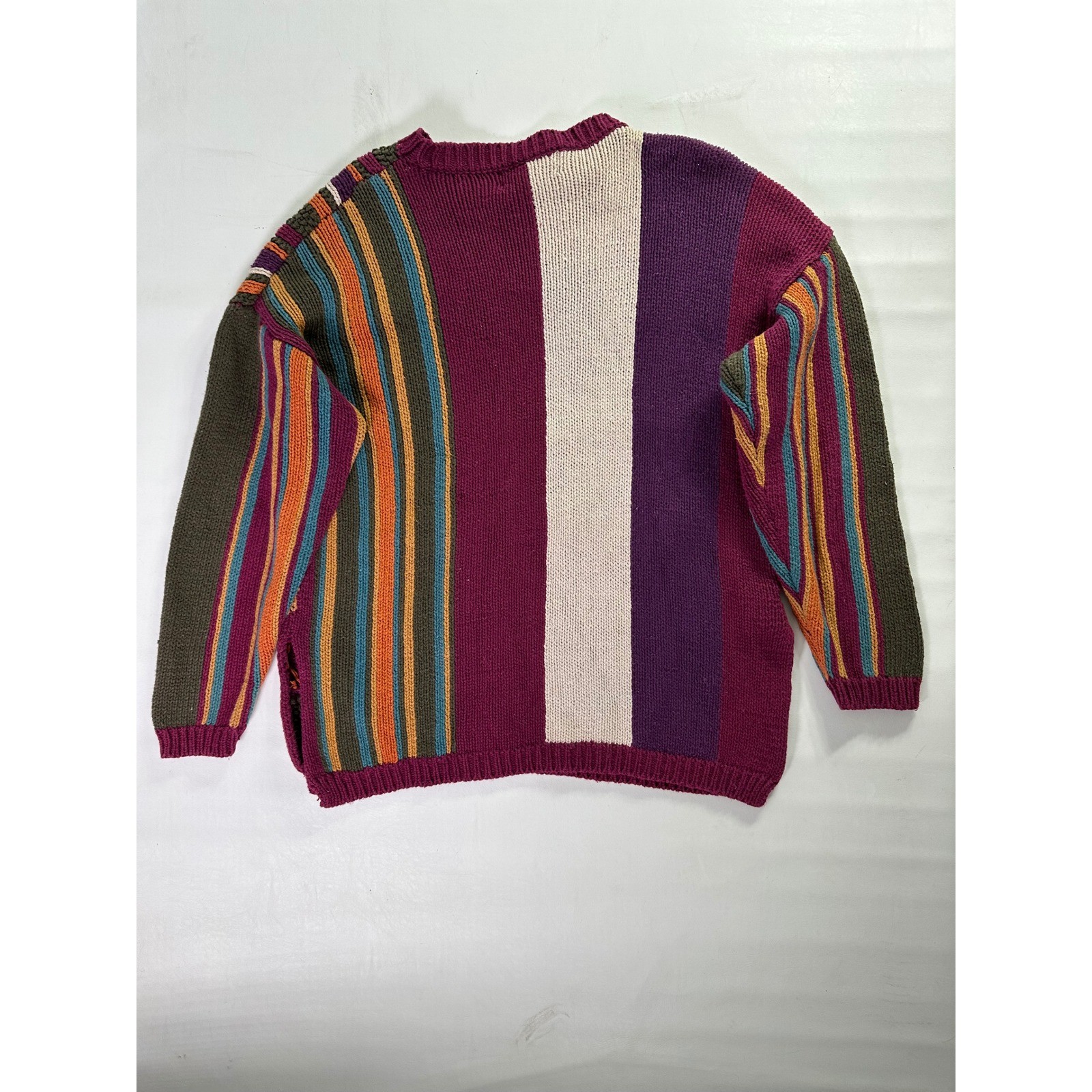 Reference Point Vintage 90s Patchwork Knit Sweater Sz Medium Ramie Cotton Mix