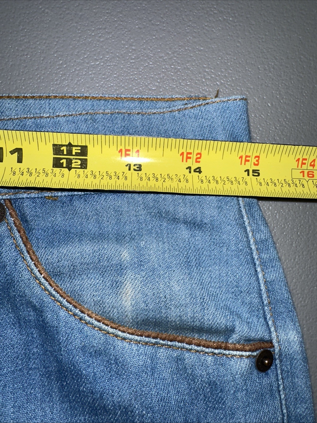 Vintage 70&rsquo;s Levi&rsquo;s Orange Tab Bootcut Light Wash Jeans Slash Pocket 30x 29.5