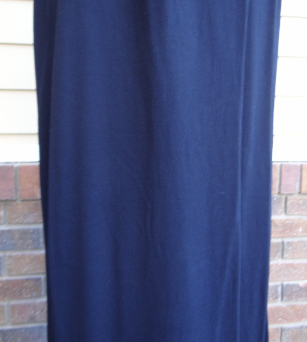 Cynthia Max Navy Long Pencil Side Slits Draw String Elastic Large Rayon Skirt