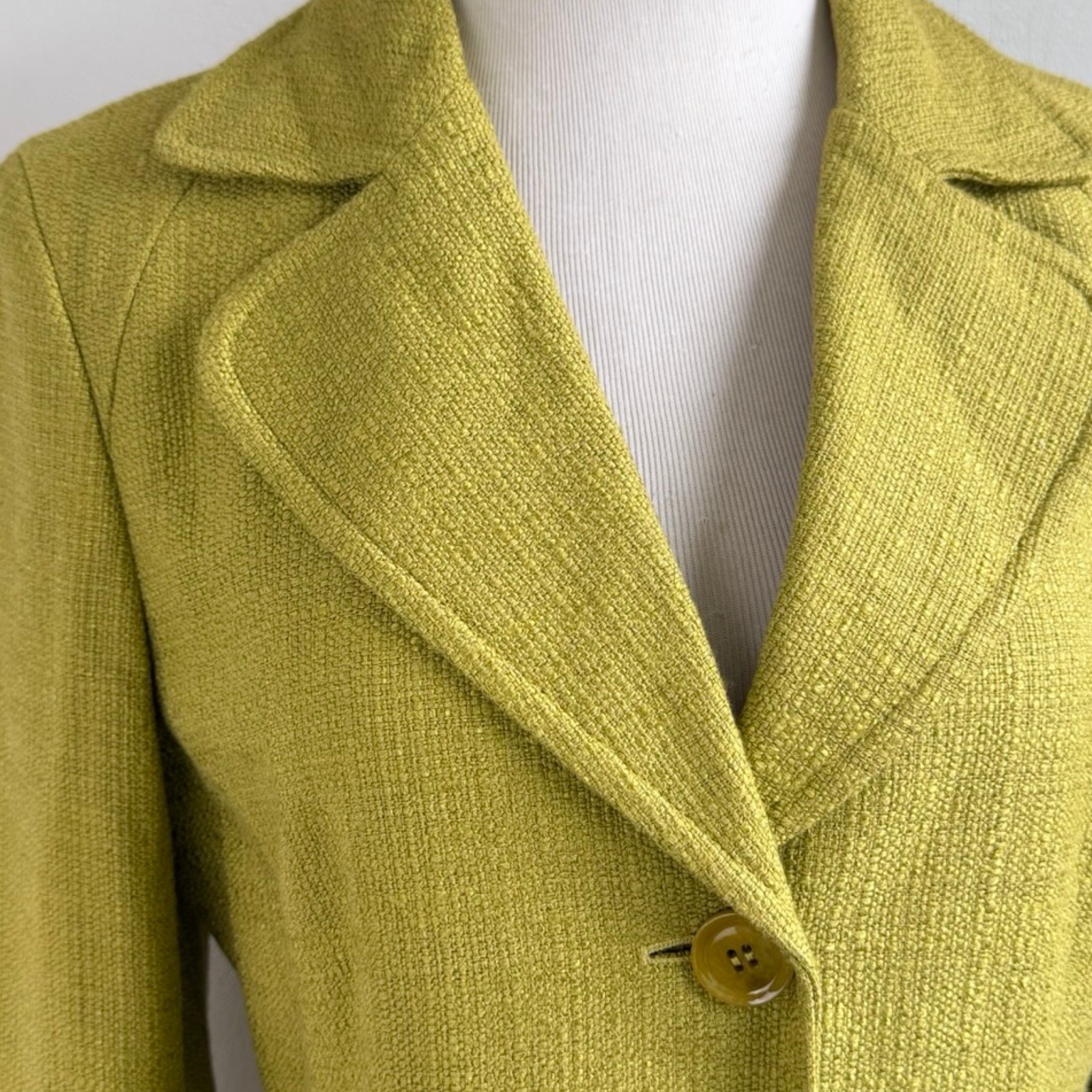 Vintage Avocado Green Blazer Jacket Size Small 6 Woven Textured Tweed Suit Coat