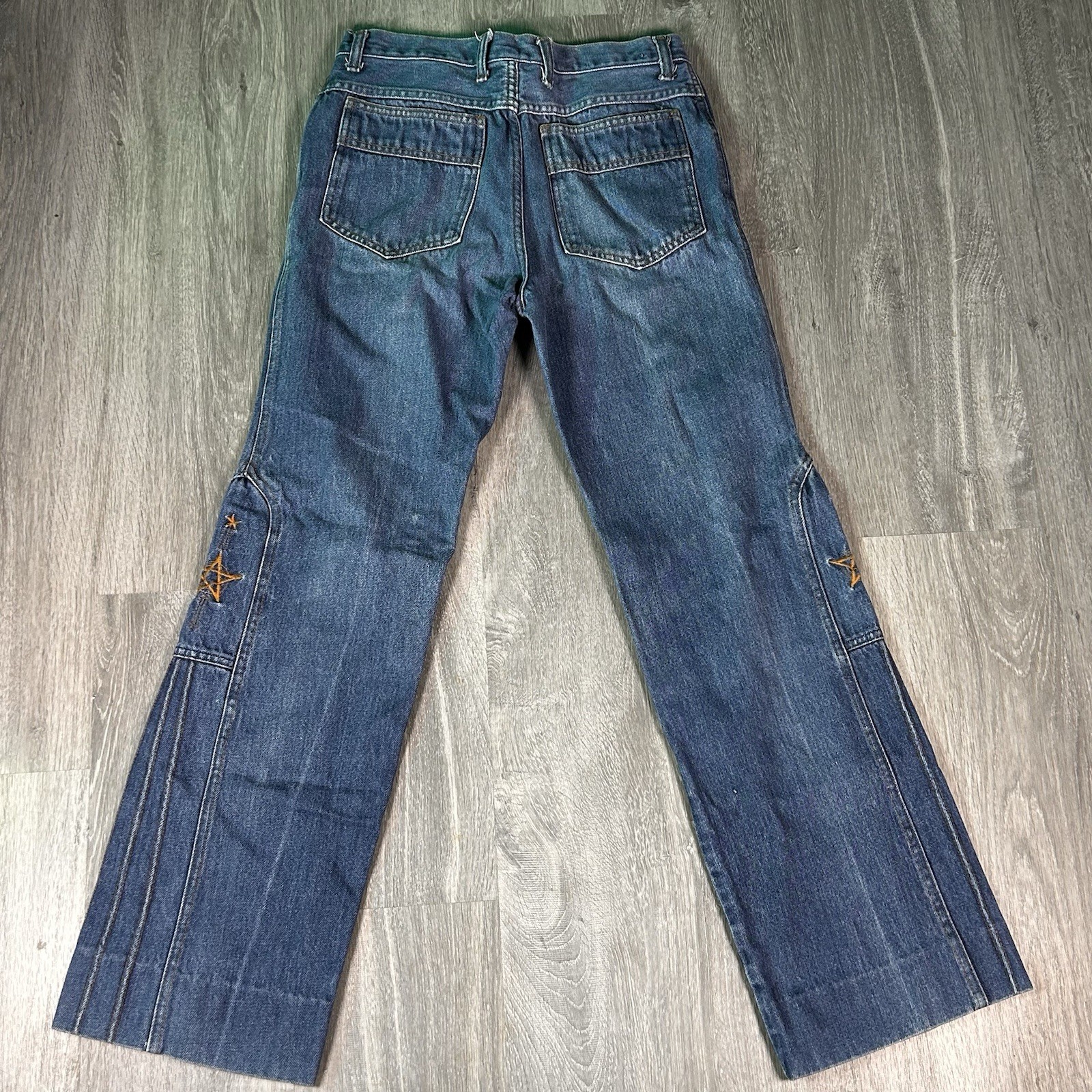 Vintage Women’s Jeans 33×29 Wide Leg Flare Embroidered Denim Western Boot Cut