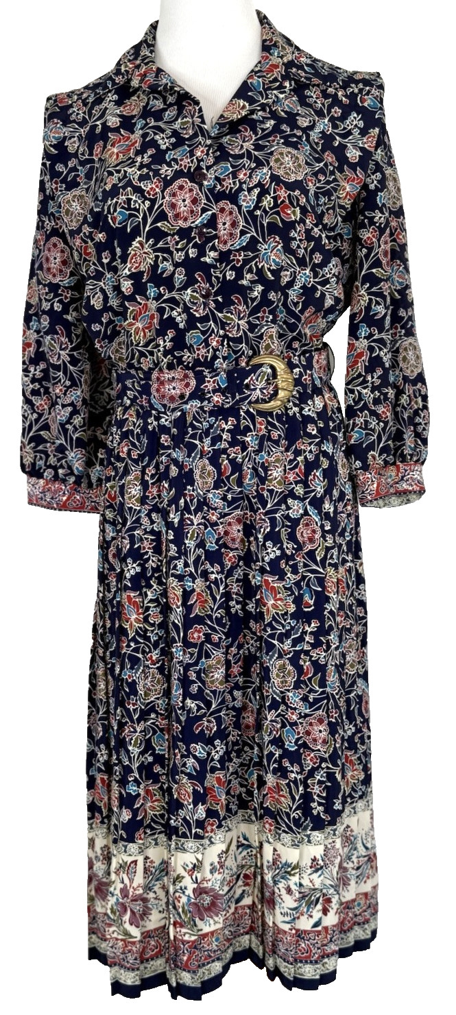 Lady Carol Petites Womans Size 14 Dress Vintage Floral USA Union Made Classic