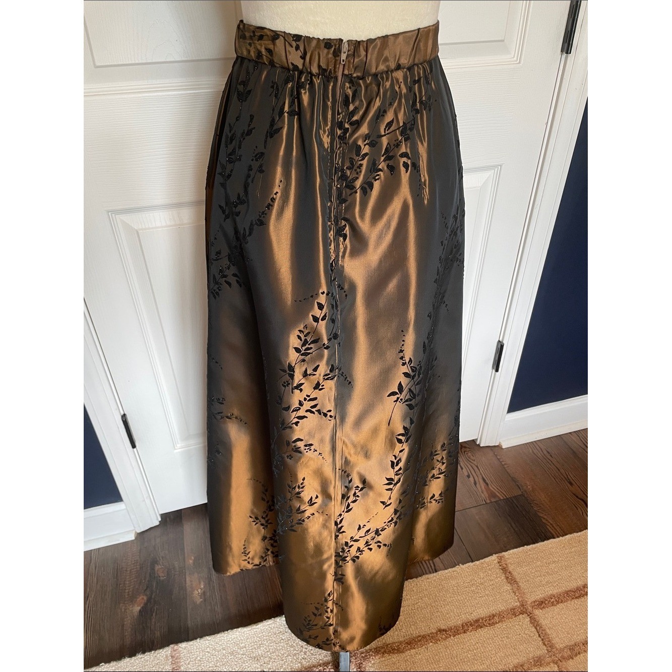 NWT Vintage 90s Jeffrey & Dara Maxi Bronze Taffeta Skirt Size 14W