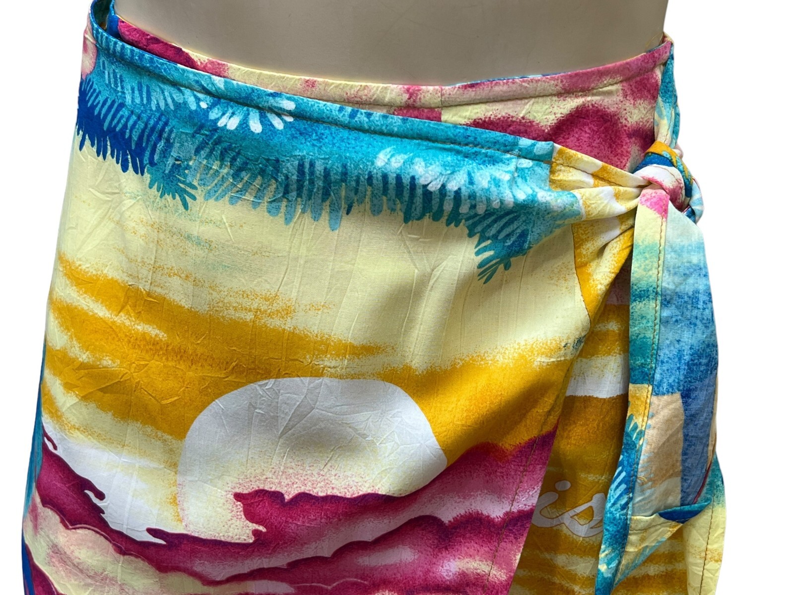 M Vtg 80s JAMS WORLD Skirt RAYON Wrap Sarong Adjustable Waist Paradise Hawaiian