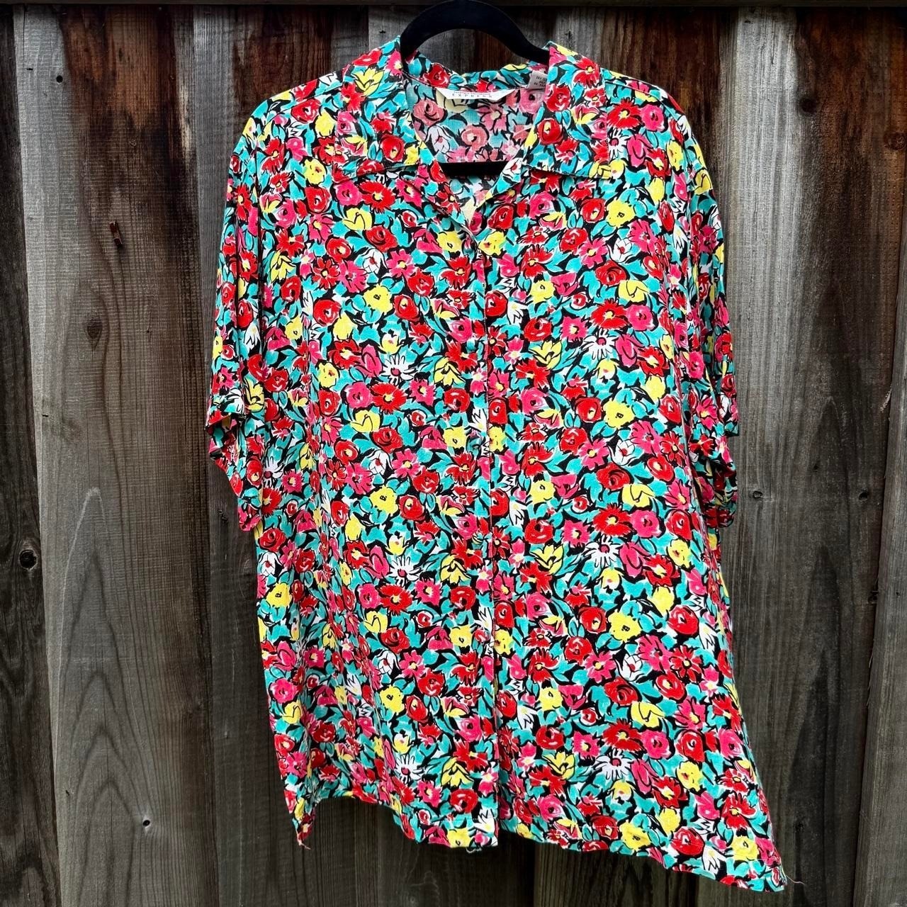 Vintage Express Compagnie Internationale Floral Short Sleeve Button Up Shirt