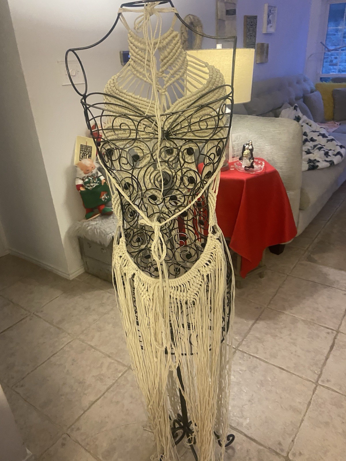 Vintage Handmade Macrame Rope Goddess Bohemian Sexy Dress