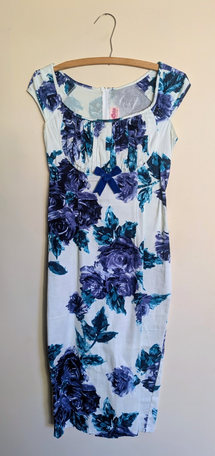 Pinup Couture Erika Wiggle Dress Blue Rose Floral + Matching Bolero – Size Small