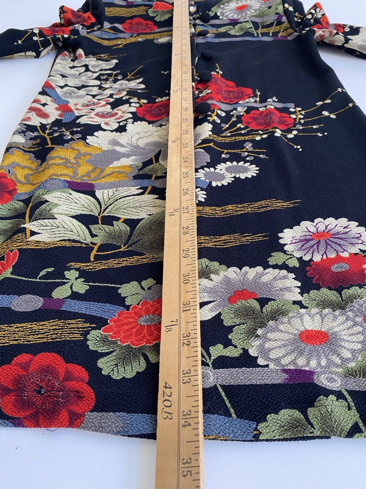 Vtg Connie’s Moonlight Duster Light Weight Coat Floral Asian USA Art To Wear