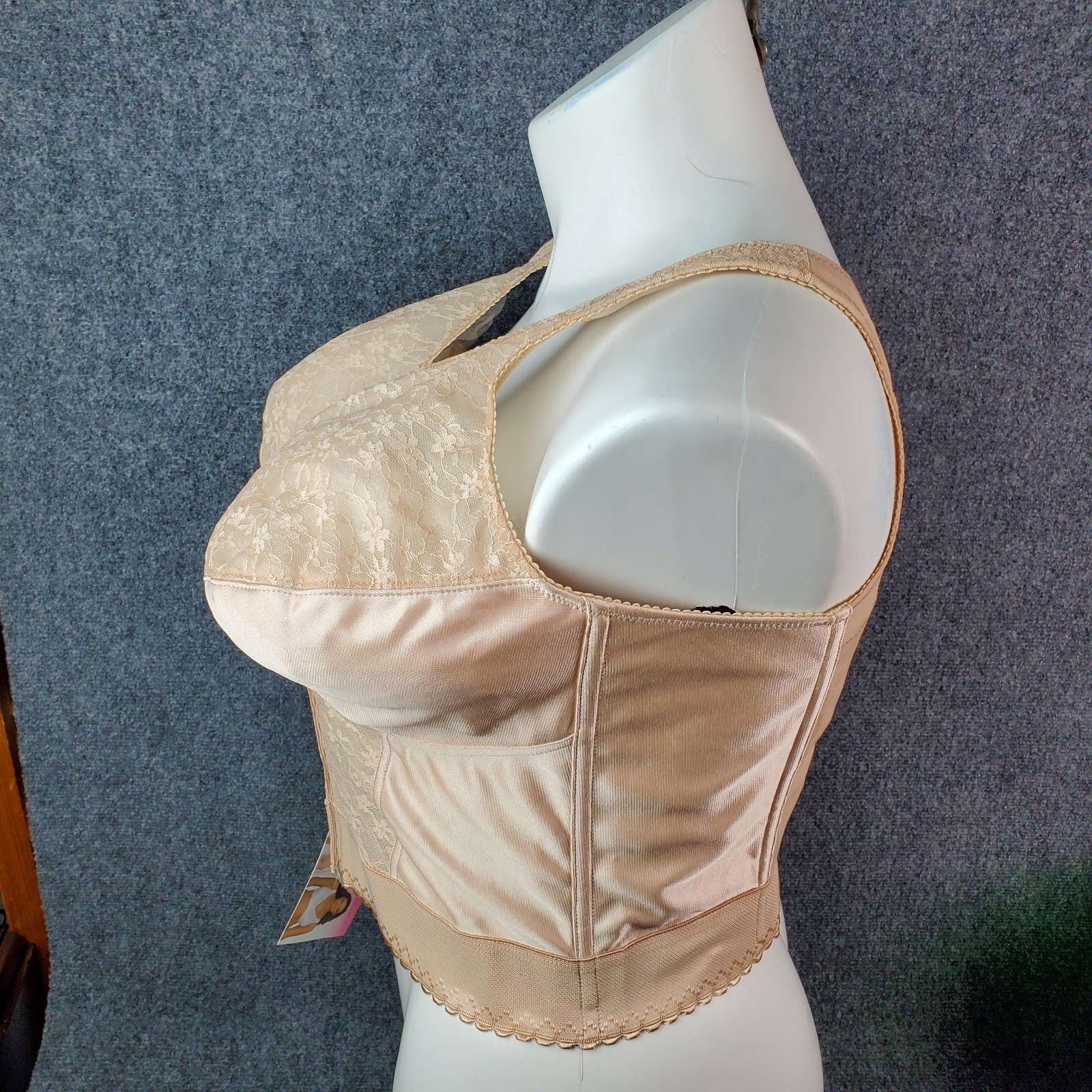 VTG Long Line Bullet Bra Corset Bustier Cincher Shaper 40DD Pin Up Lingerie