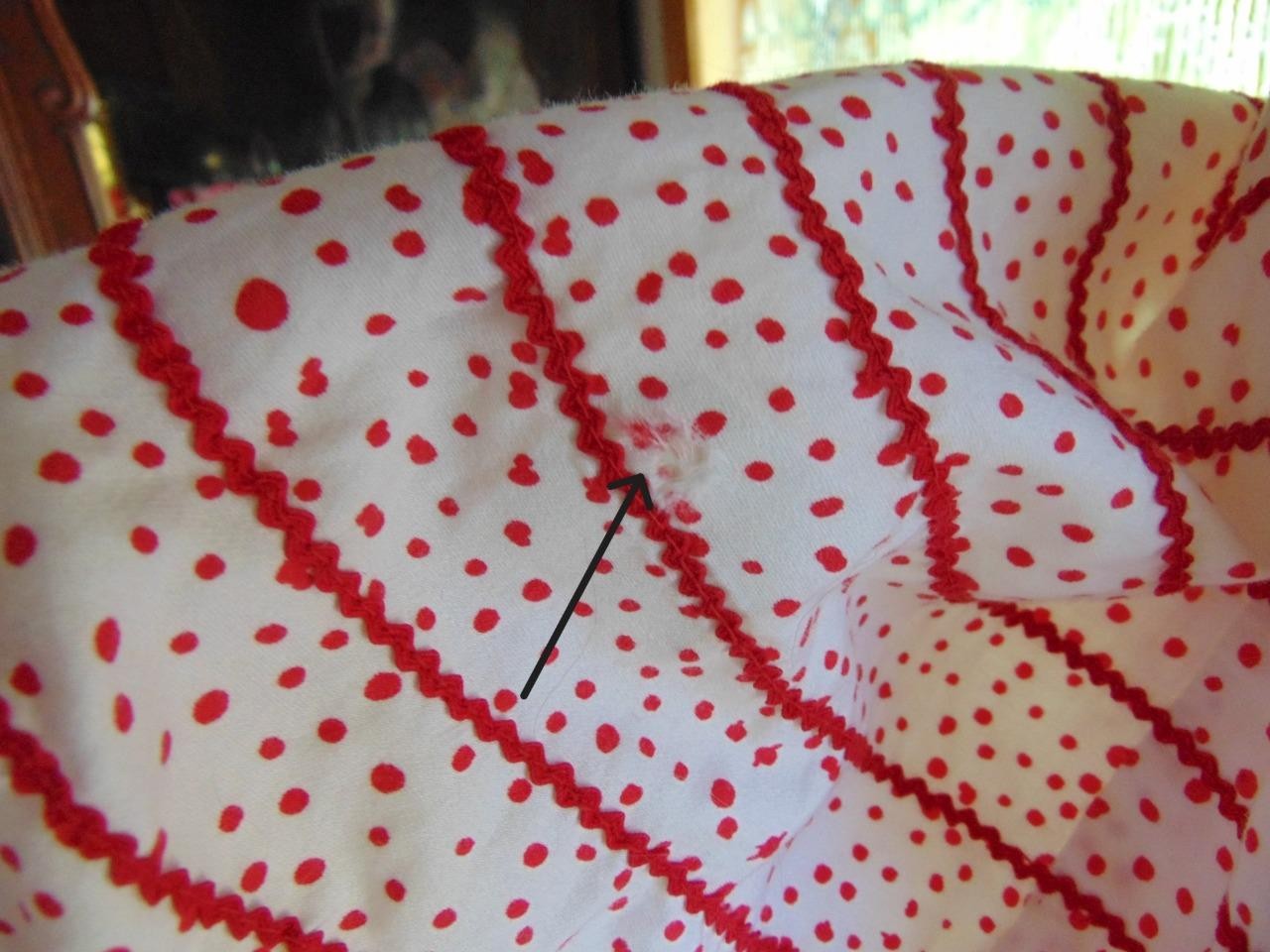 VTG 50s White w Red Polka Dots & Ric Rac Full Skirt Cotton Dress 24W
