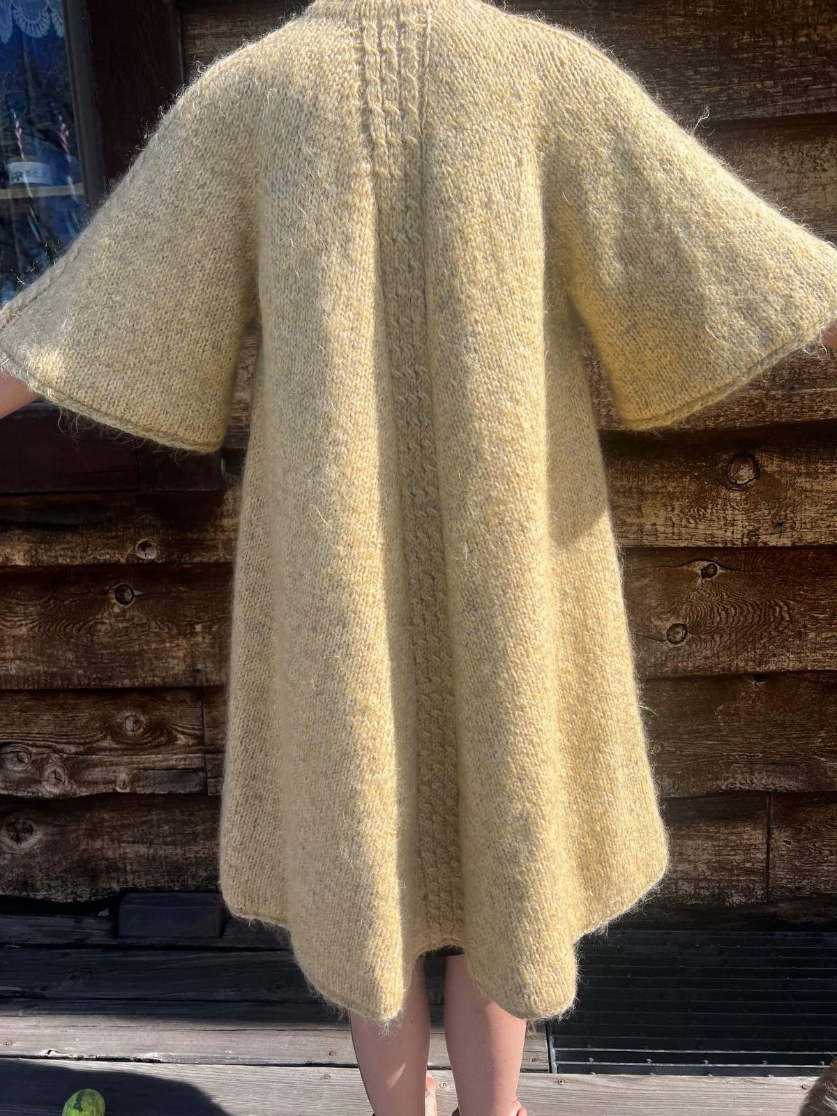 Vintage hand knitted opera/swing coat with bell sleeves, approximately medium