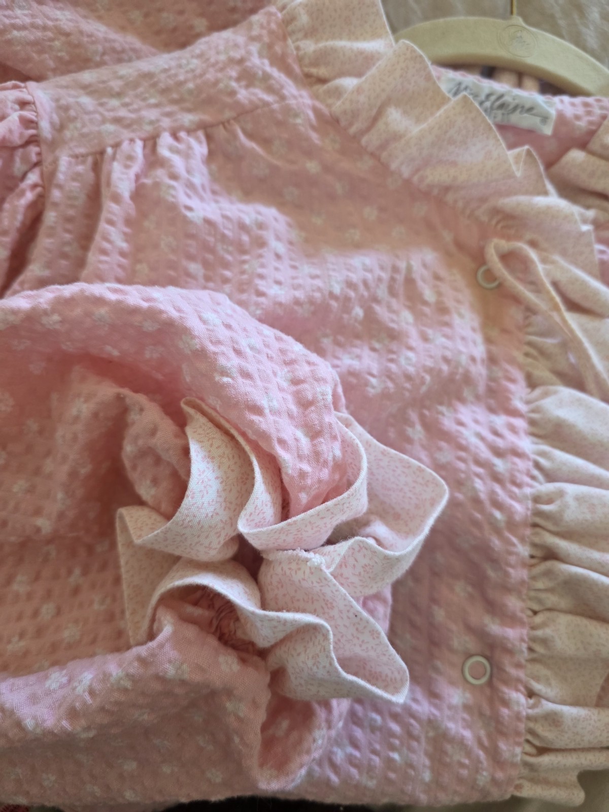 Vintage Miss Elaine Ruffle Pink Floral Nightgown (Medium)