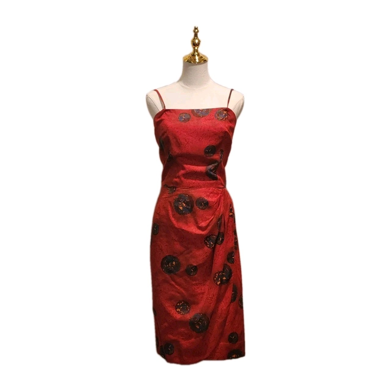 Rare 50s Pauline Lake Royal Hawaiian Hotel Polished Cotton Wrap Sarong Dress XS