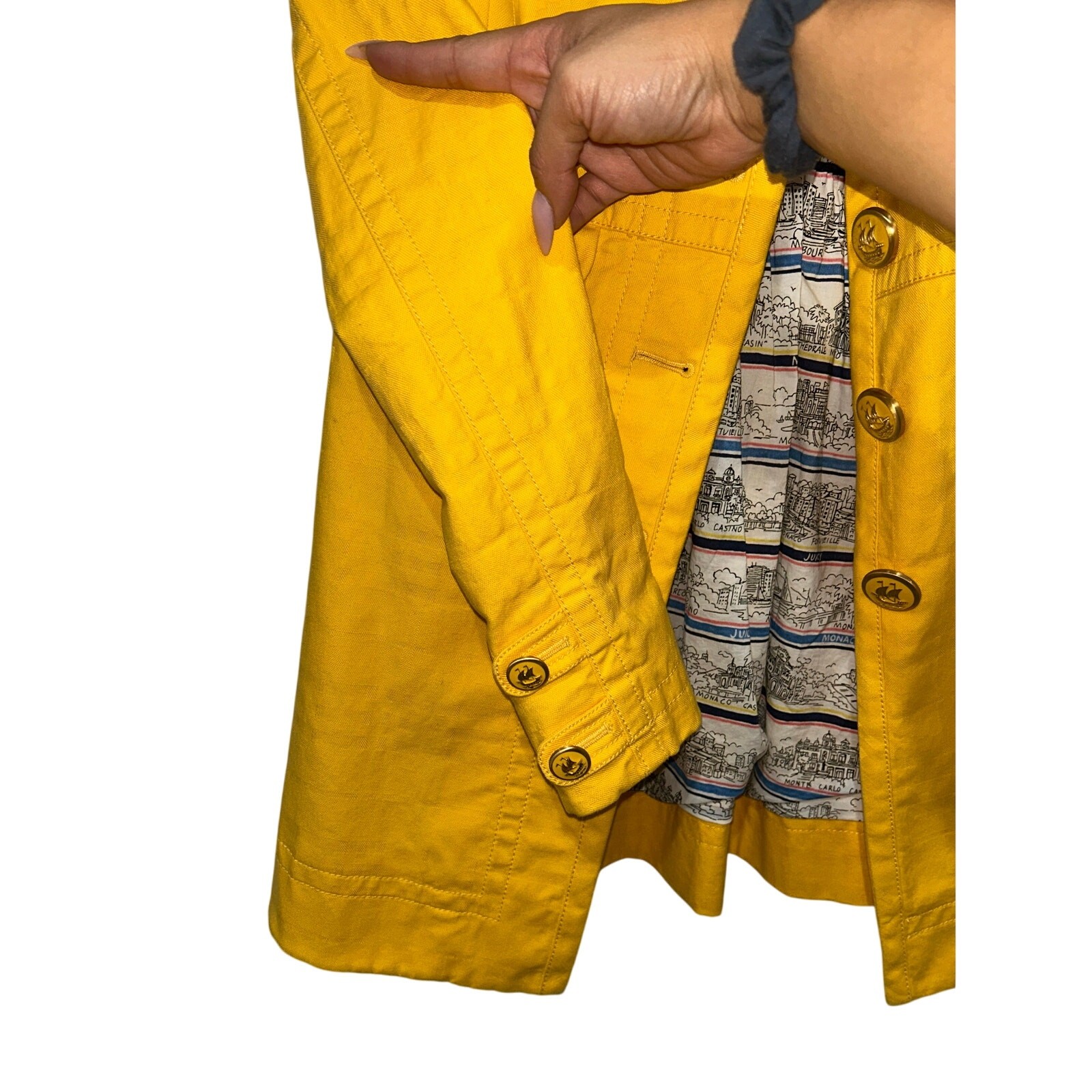 Y2K Authentic True Vintage Juicy Couture Yellow trench coat Monaco map p/small