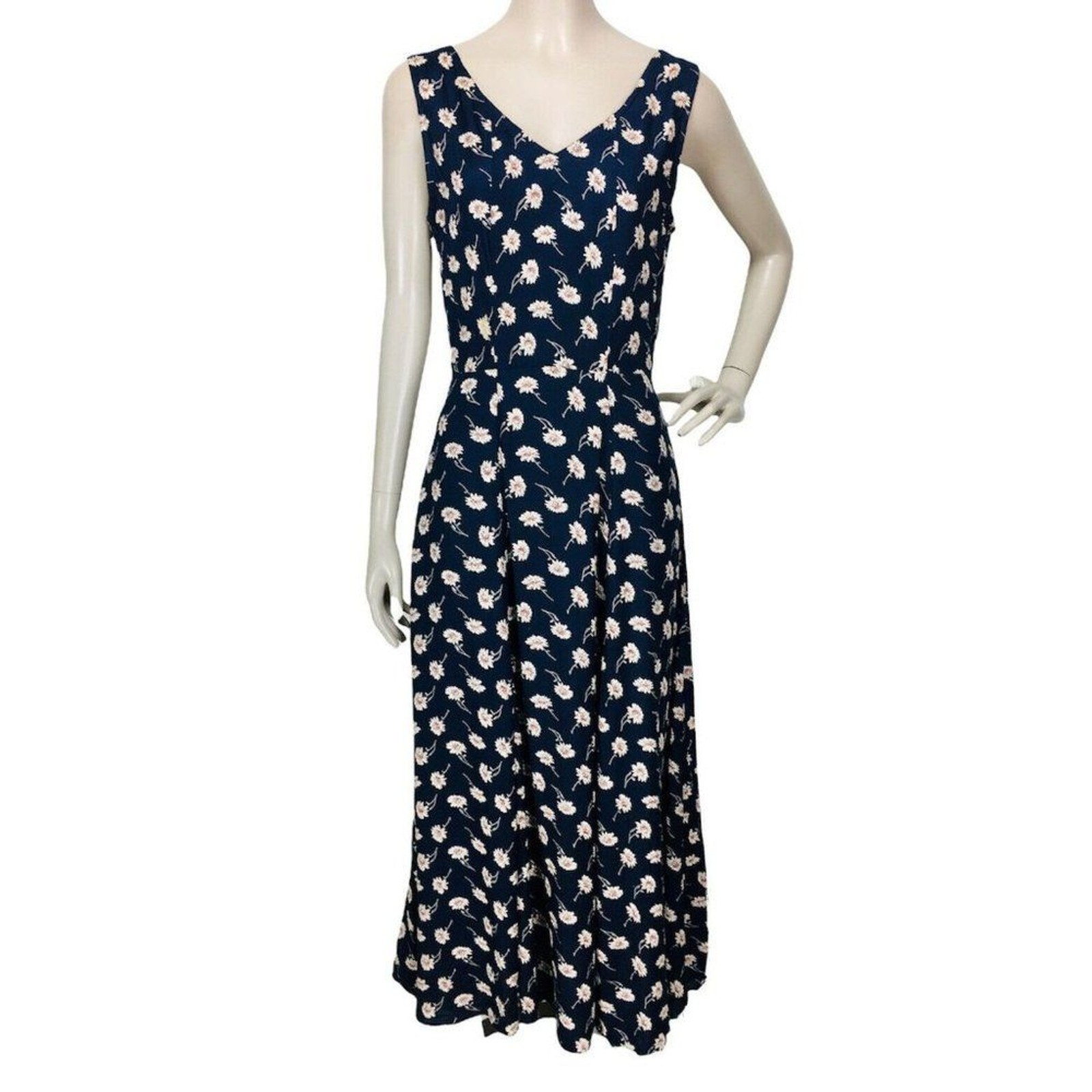 VTG 90s Nostalgia Black Floral Sleeveless Button-Down Grunge Prairie Maxi Dress