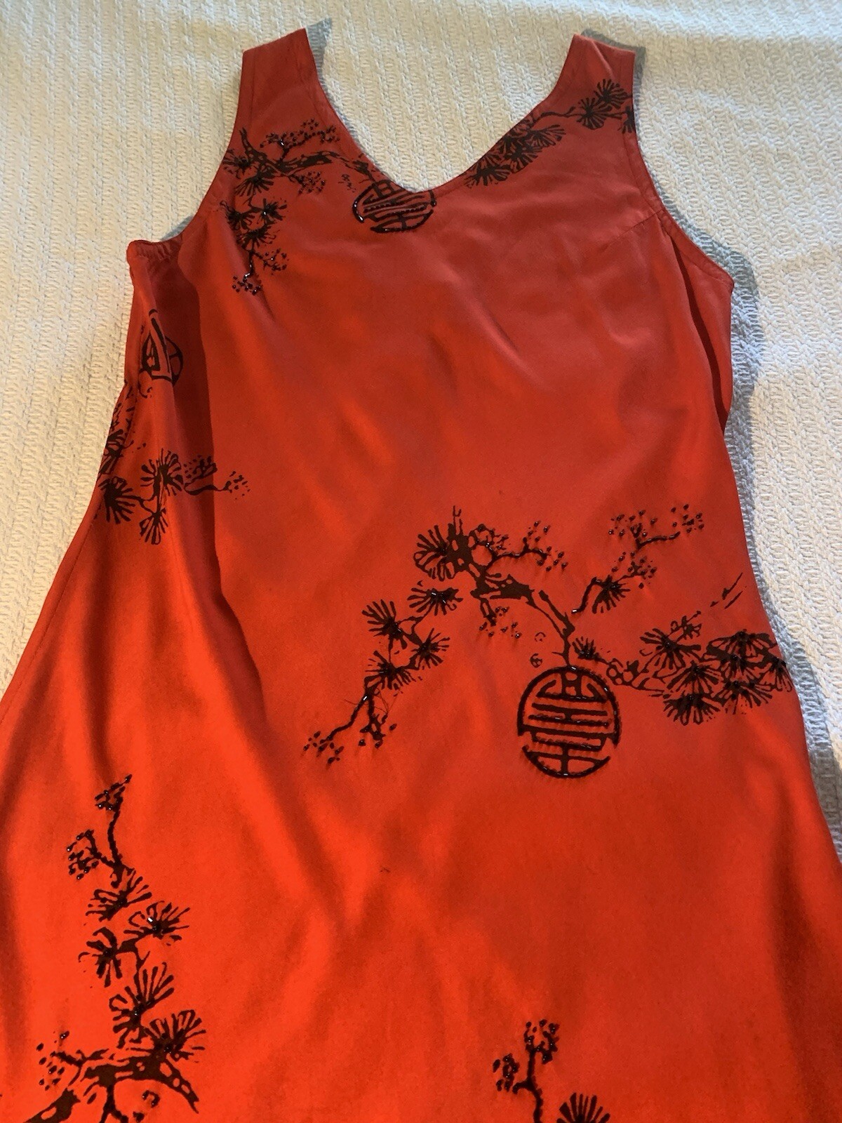 Vintage 90s Beaded Batik Corset Lace Up Back Dress Goth Glam Boho Artsy Witchy M