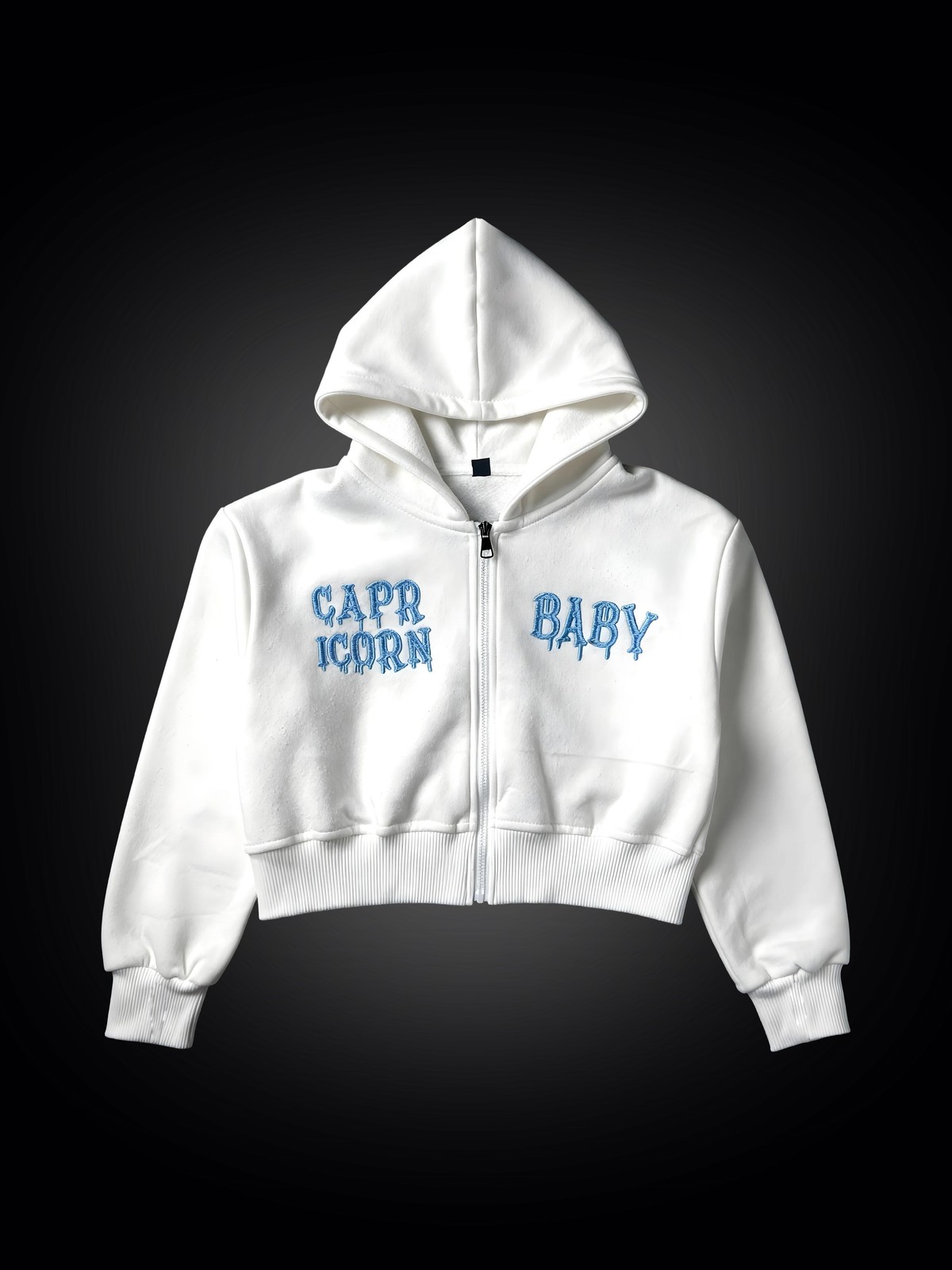 Capricorn Baby Aura Essentials 3PC Set Women Crop Hoodie Tank Cap Sky Blue
