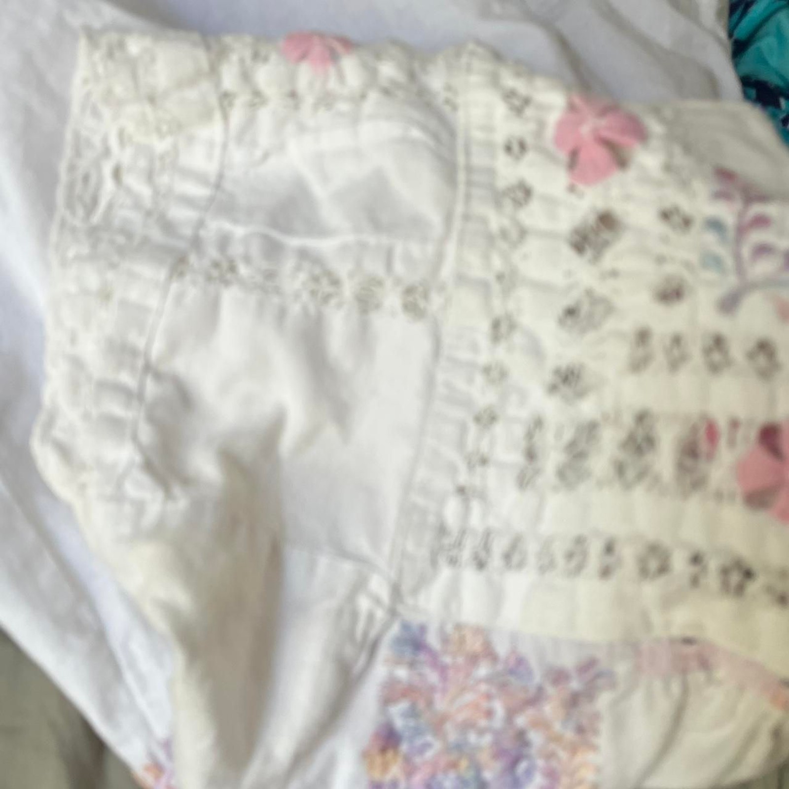 White Oaxacan Blouse Medium Cotton Mexican Embroidered top