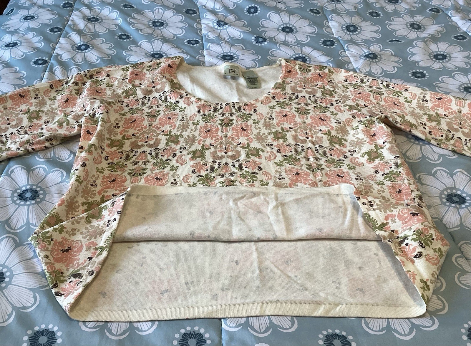 VTG Y2K Belongings Top XL Muted Floral Damask Knit 90’s Made In Hong Kong NWOT